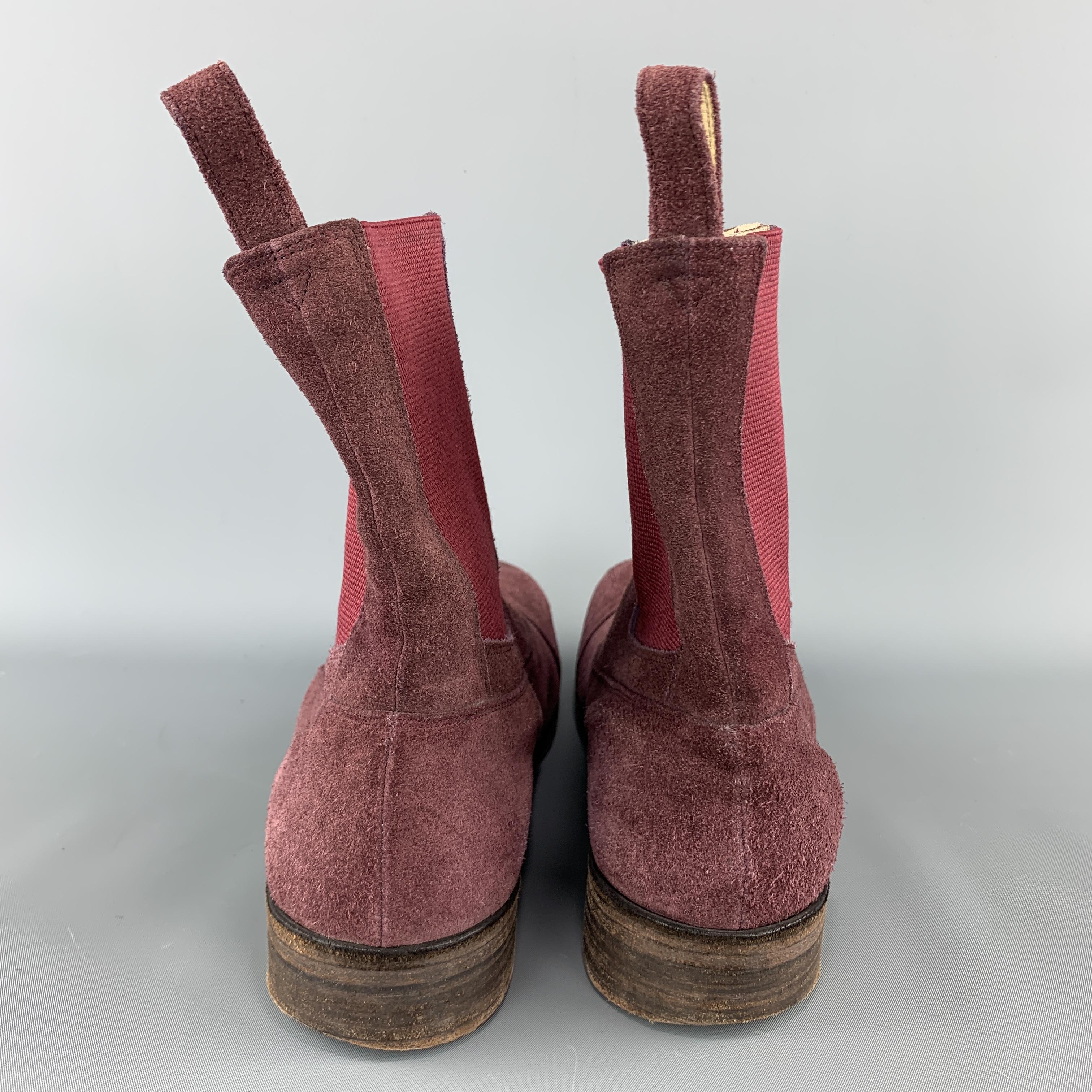NUMBER (N)INE Size 11 Purple Side Button Chelsea Boots In Good Condition In San Francisco, CA