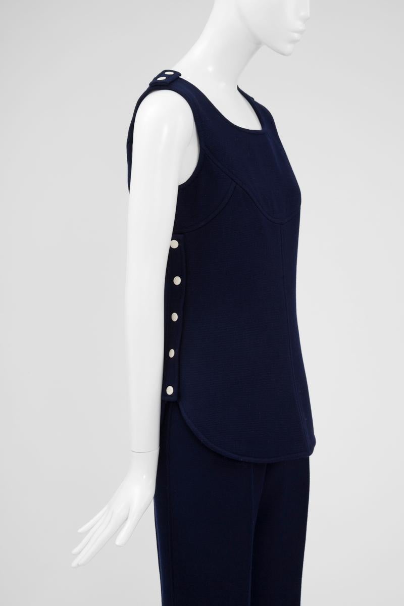 Conjunto de traje pantalón de alta costura Courreges numerado Negro en venta