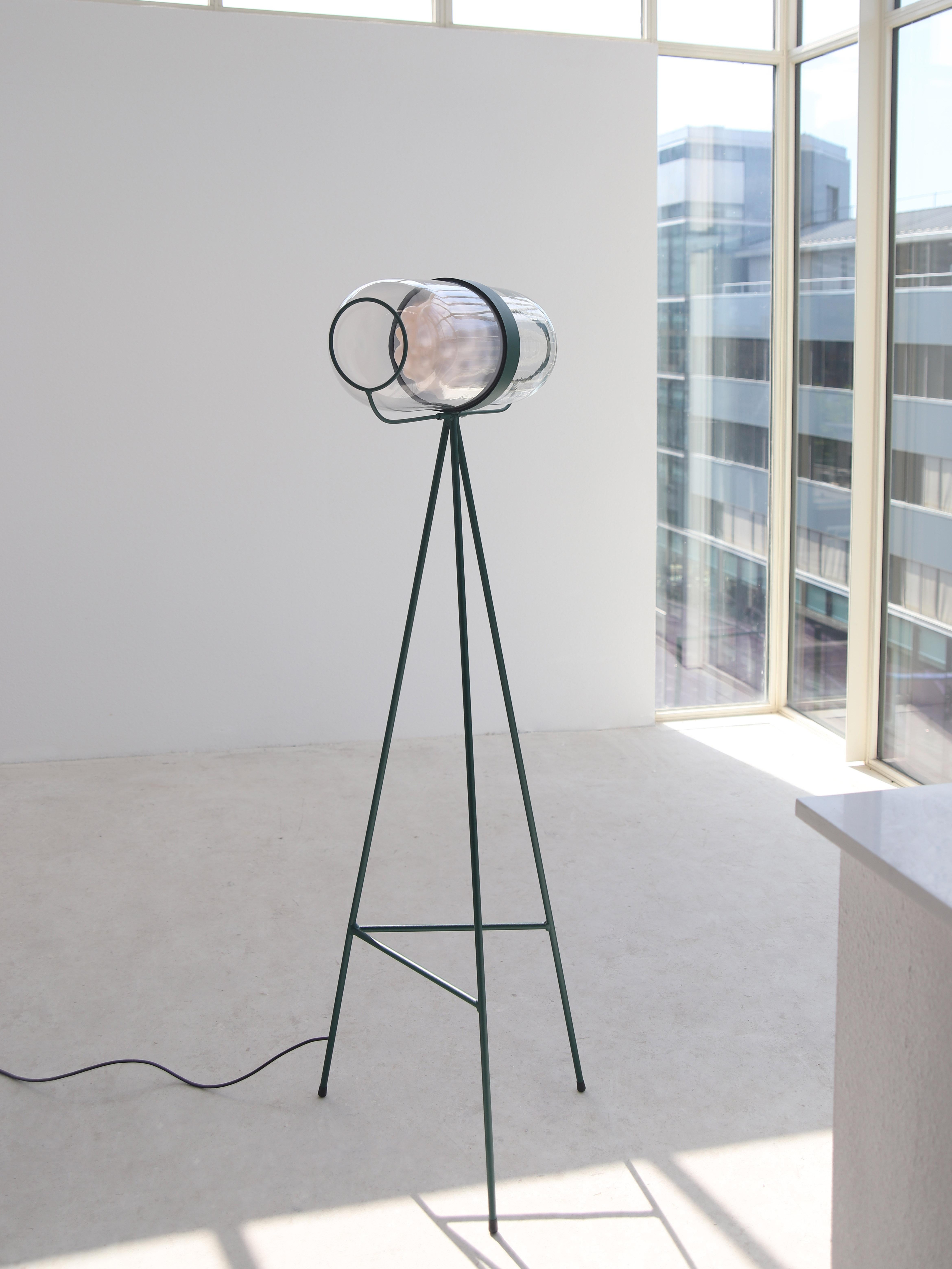 Modern Numbered Limited Cocoon Dark Green Floorlamp by Studio Adinda For Sale