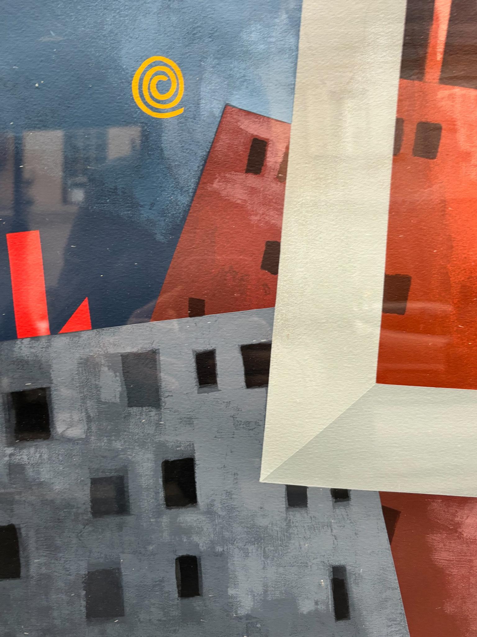 Mid-Century moderno Litografia numerata di Emilio Tadini anni '70 in vendita
