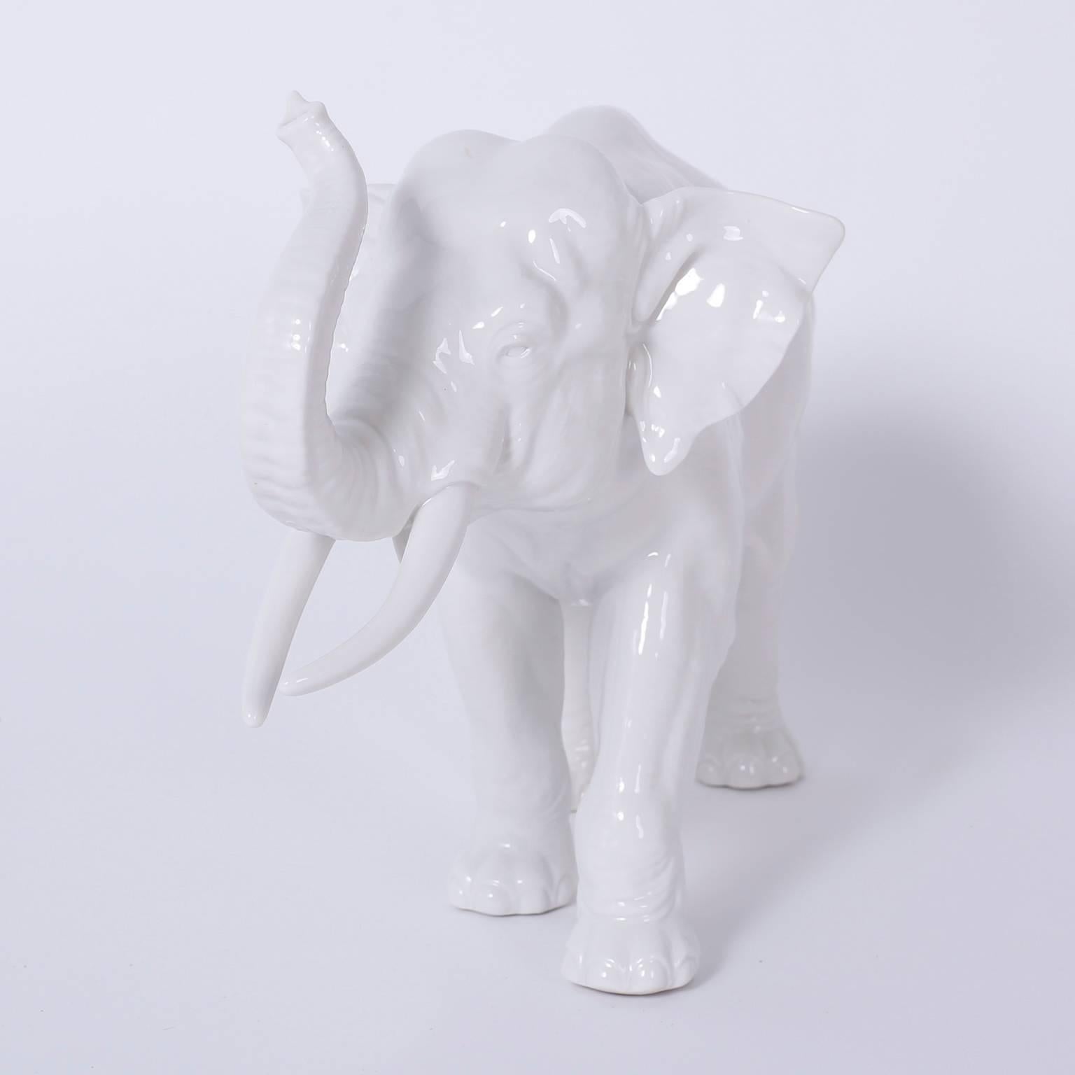 Fine porcelain elephant designed in 1931 by Josef Wackerle and
manufactured by the Nymphenberg porcelain company in Germany.