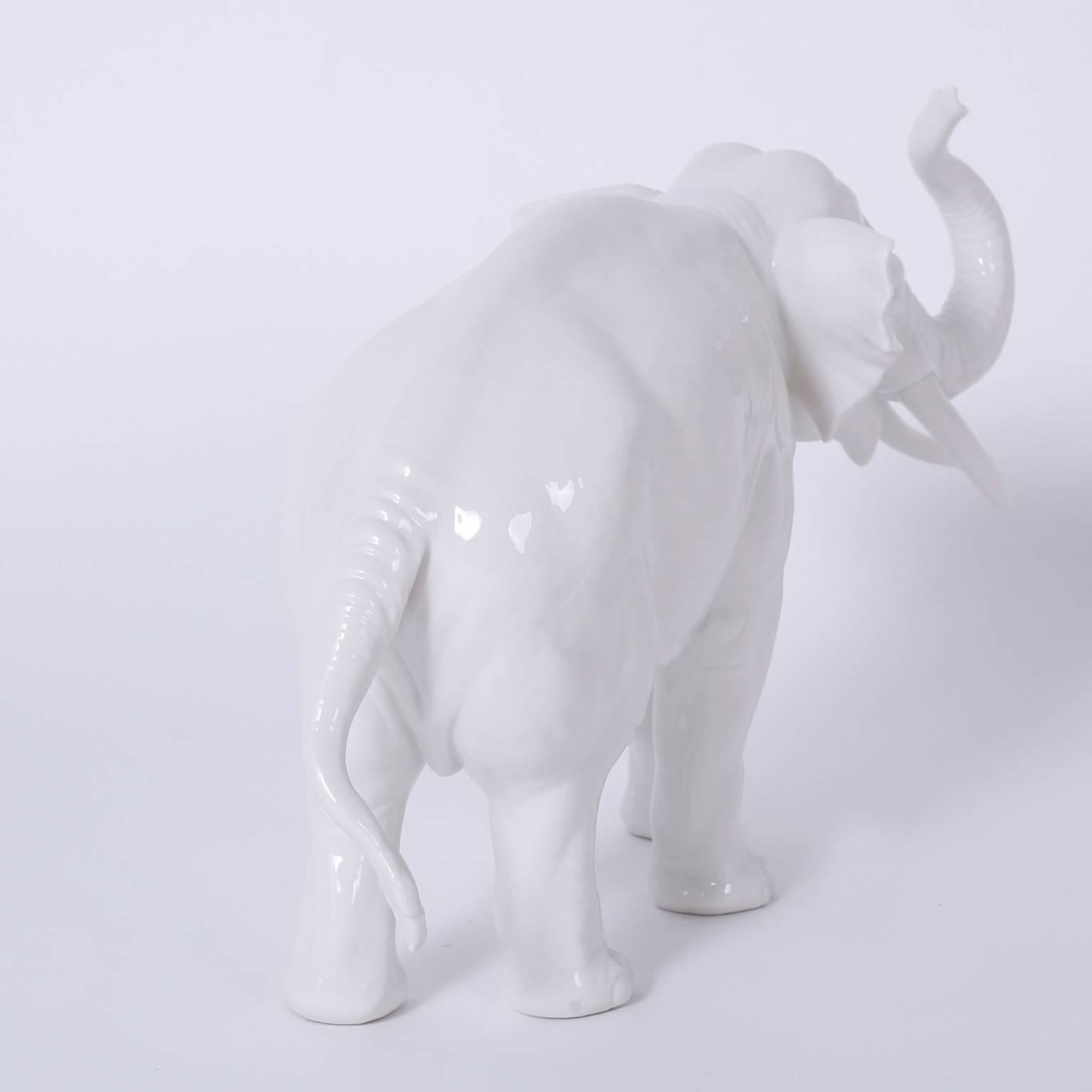 German Numphenberg Porcelain Elephant with a White Glaze