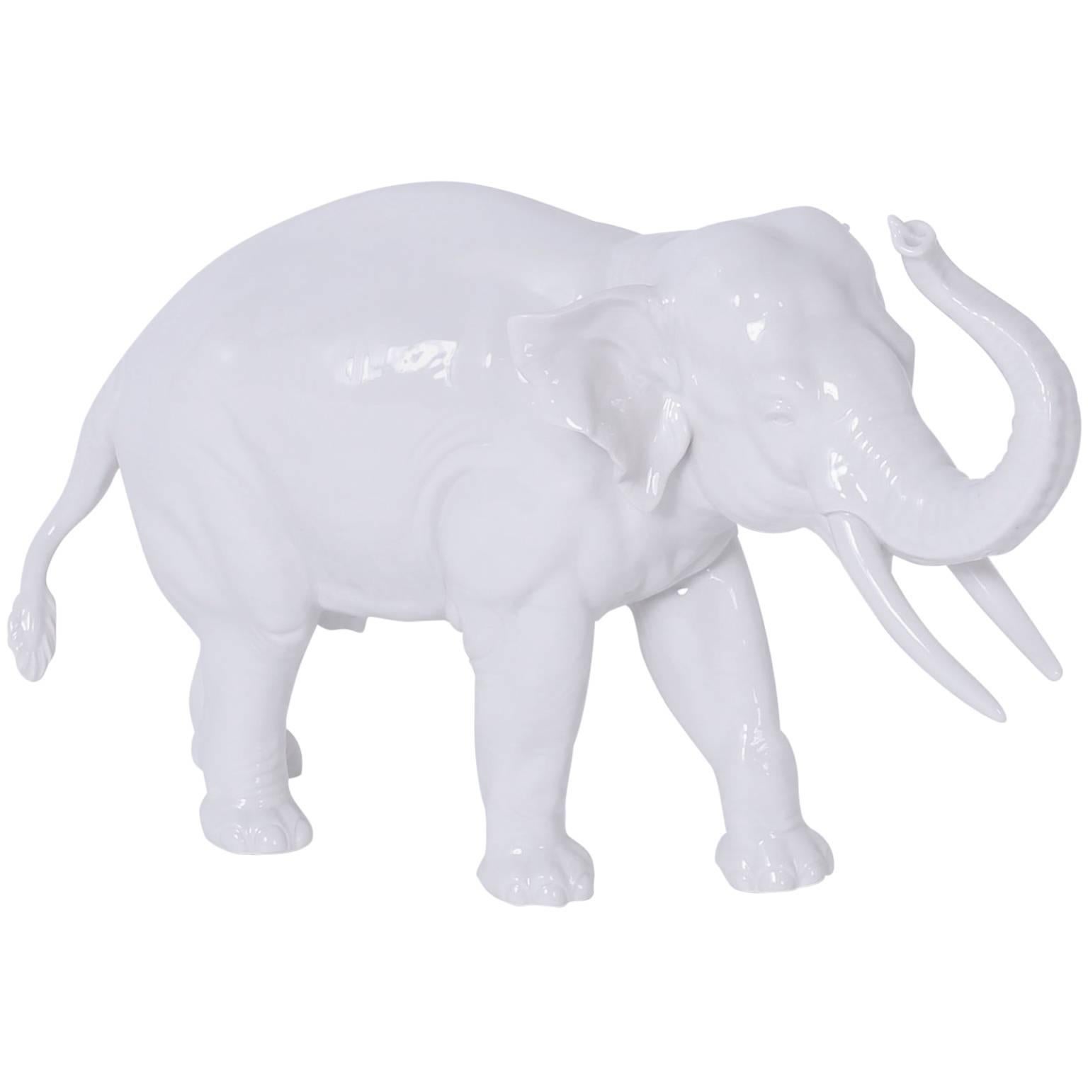Numphenberg Porcelain Elephant with a White Glaze