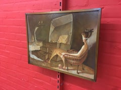 Nunez J.M. Huile sur panneau "Colin-Maillard" Signé J.M. Nunez