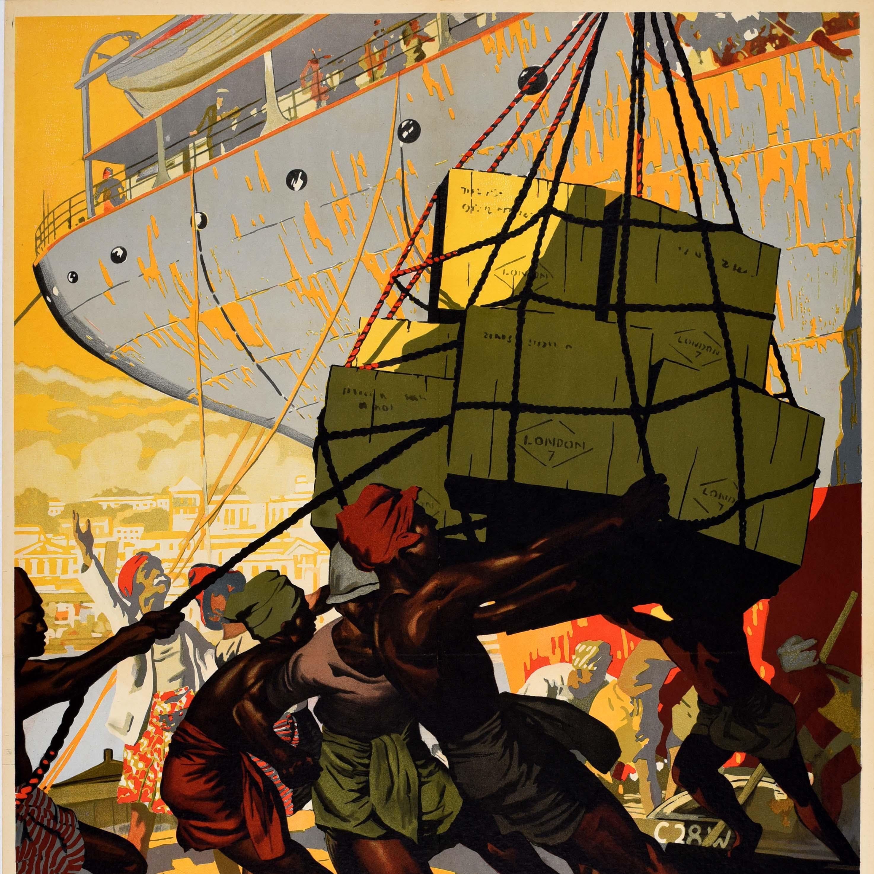 Affiche de propagande de la Seconde Guerre mondiale, votre aide apportera la victoire aux Indes occidentales - Beige Print par Nunney
