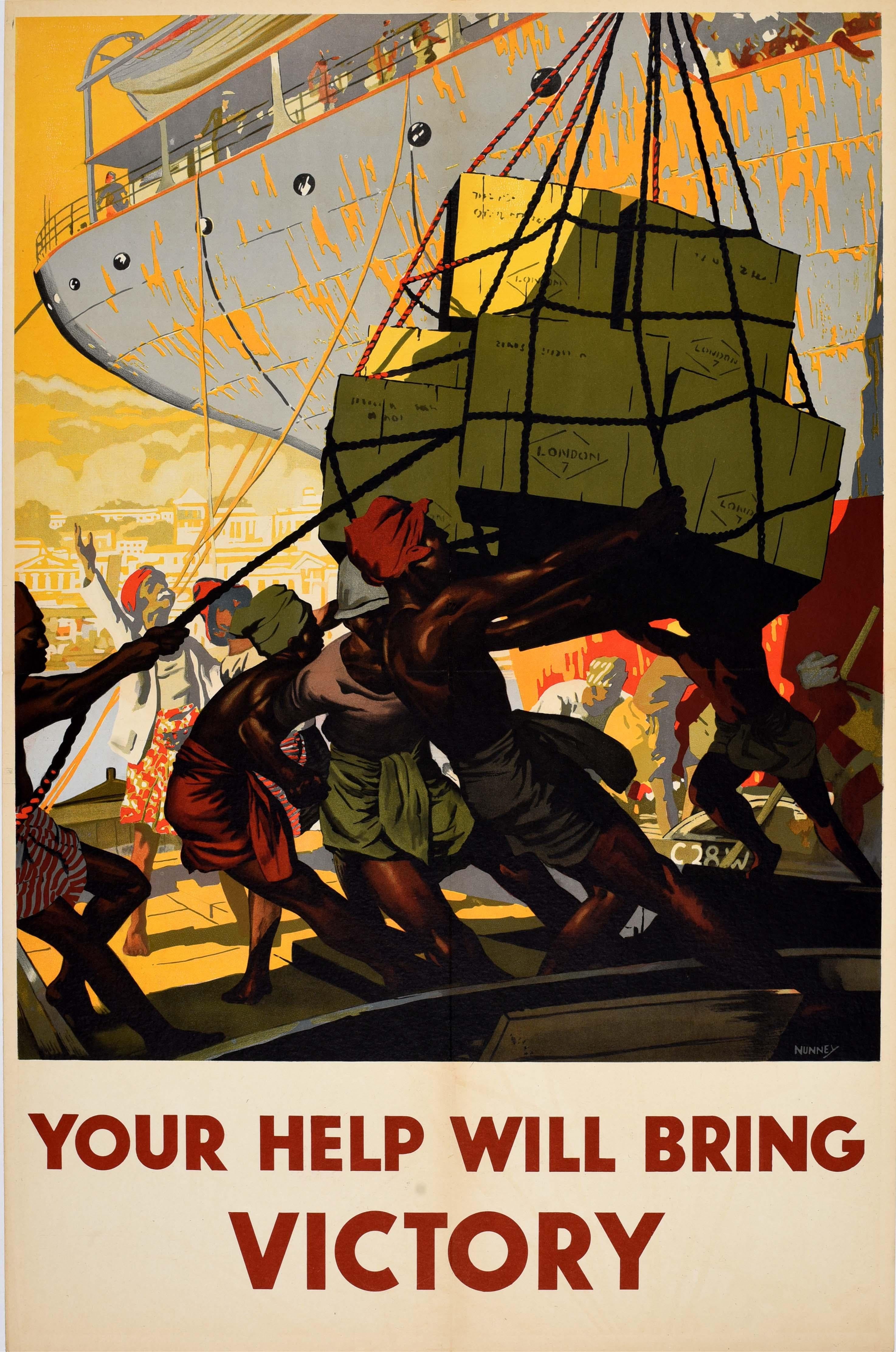 Print Nunney - Affiche de propagande de la Seconde Guerre mondiale, votre aide apportera la victoire aux Indes occidentales