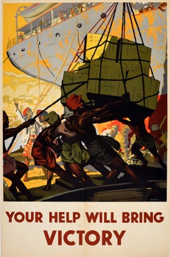 Original Vintage WWII Propaganda Poster Your Help Will Bring Victory West Indies