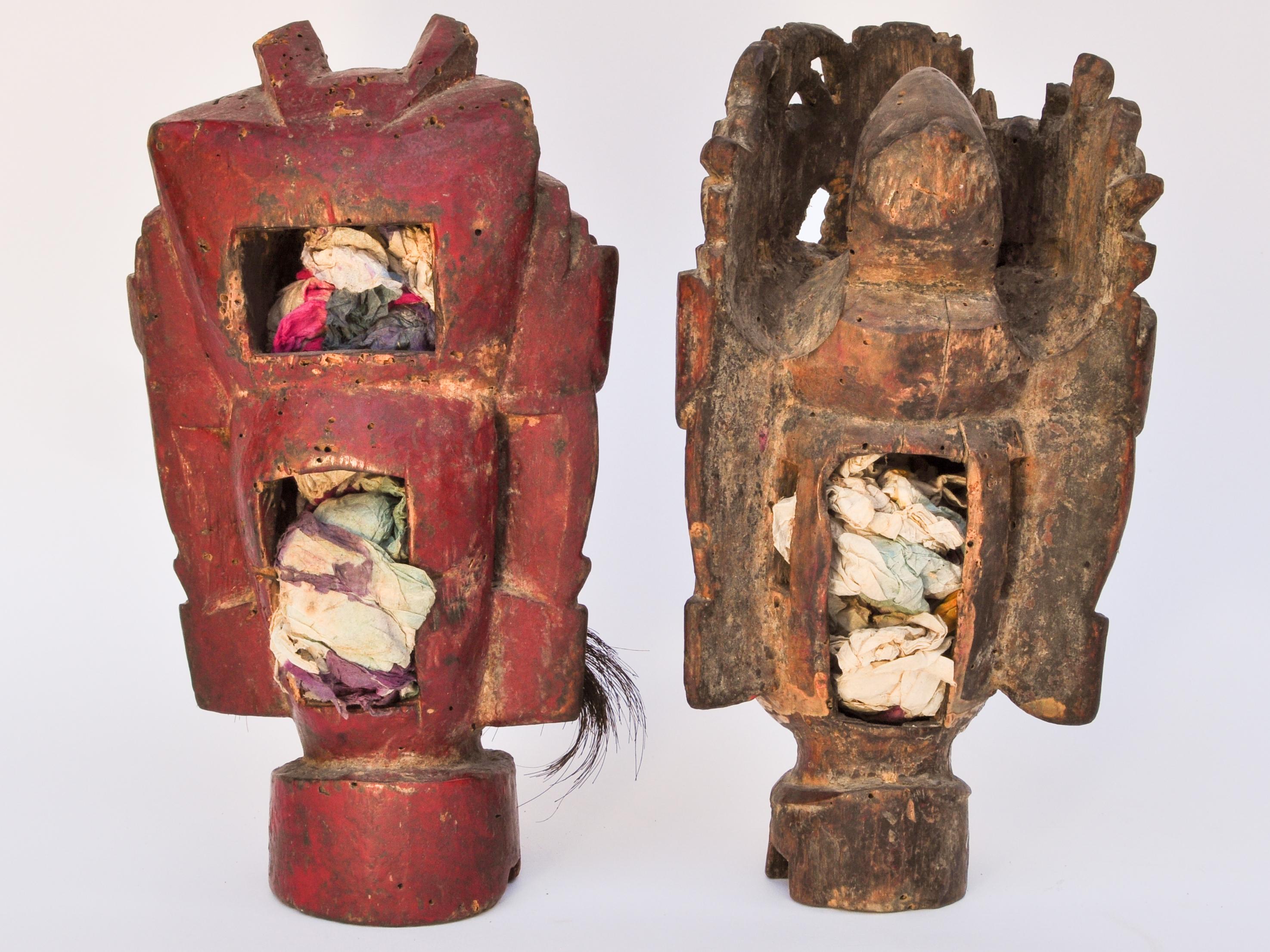 Nuo Gong- und Nuo Mu-Wandleuchter-Skulpturen aus der Provinz Guizhou, China, 19. Jahrhundert 10