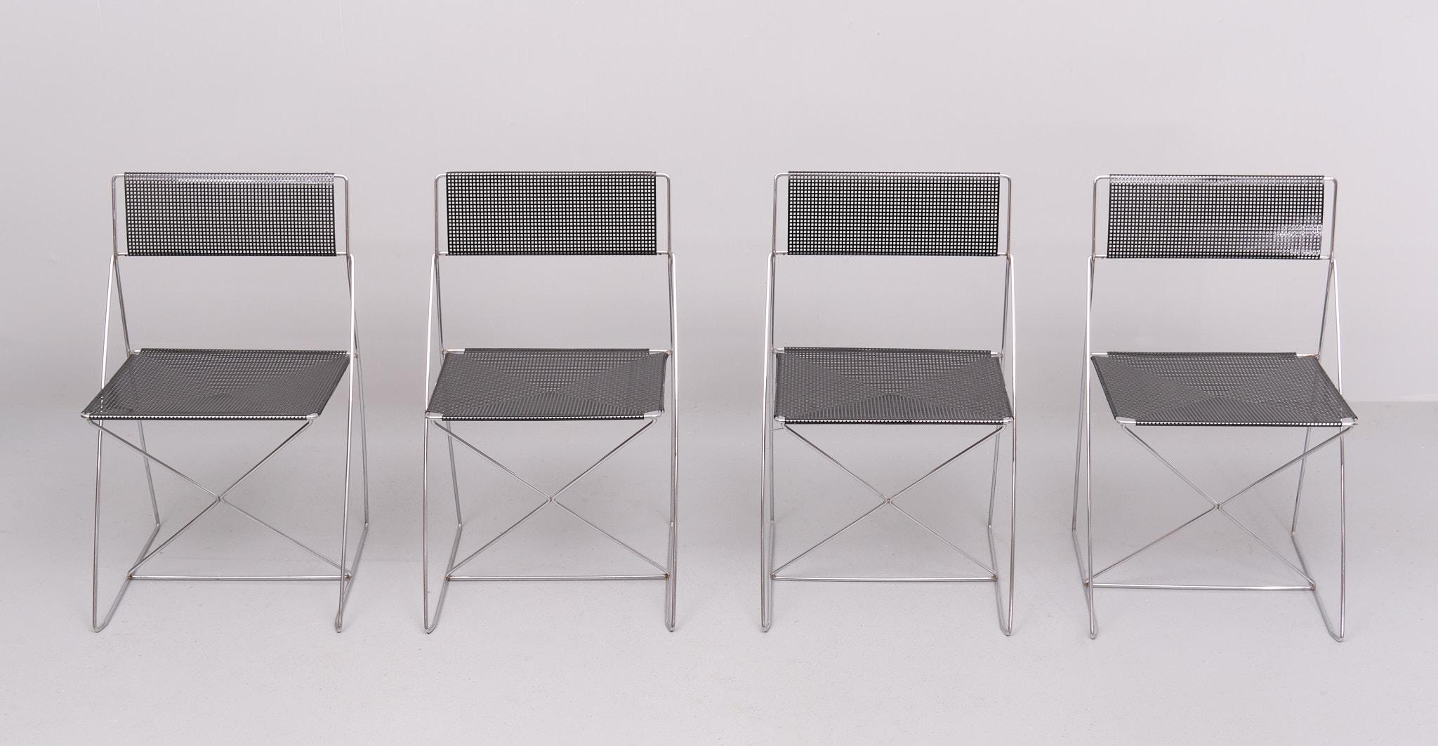 Danish Nuova X-Line Chairs by Niels Jørgen Haugesen for Hybodan AS, Denmark 1970s For Sale
