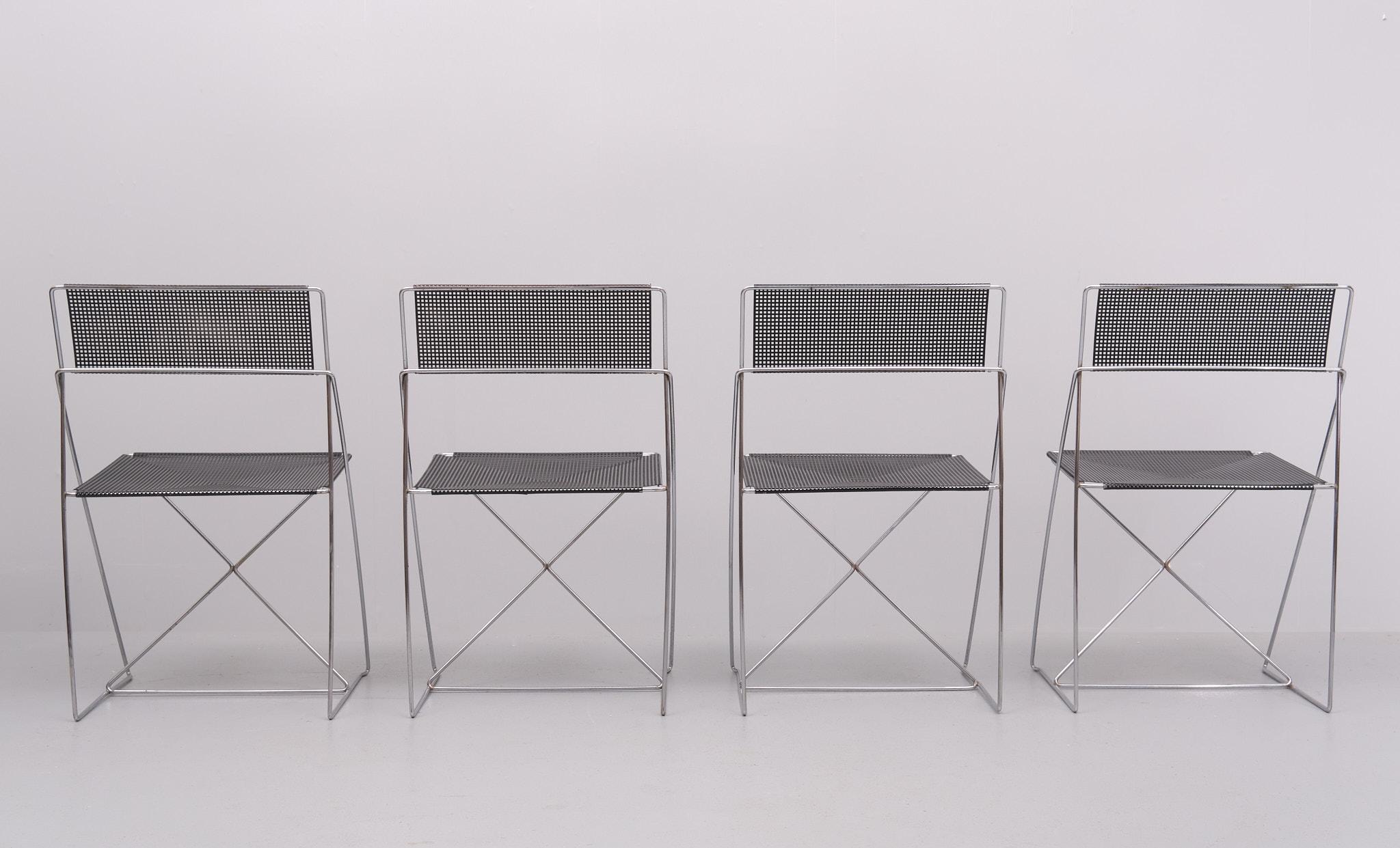 Chrome Nuova X-Line Chairs by Niels Jørgen Haugesen for Hybodan AS, Denmark 1970s For Sale