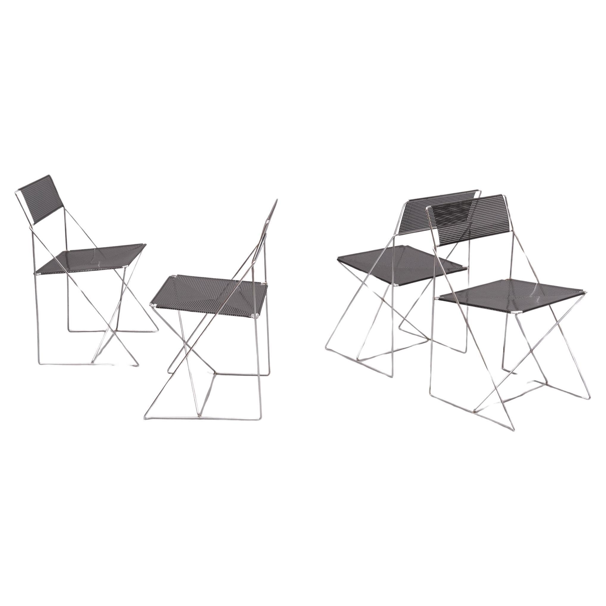 Mid-Century Modern Nuova X-Line Chairs by Niels Jørgen Haugesen for Hybodan AS, Denmark 1970s For Sale