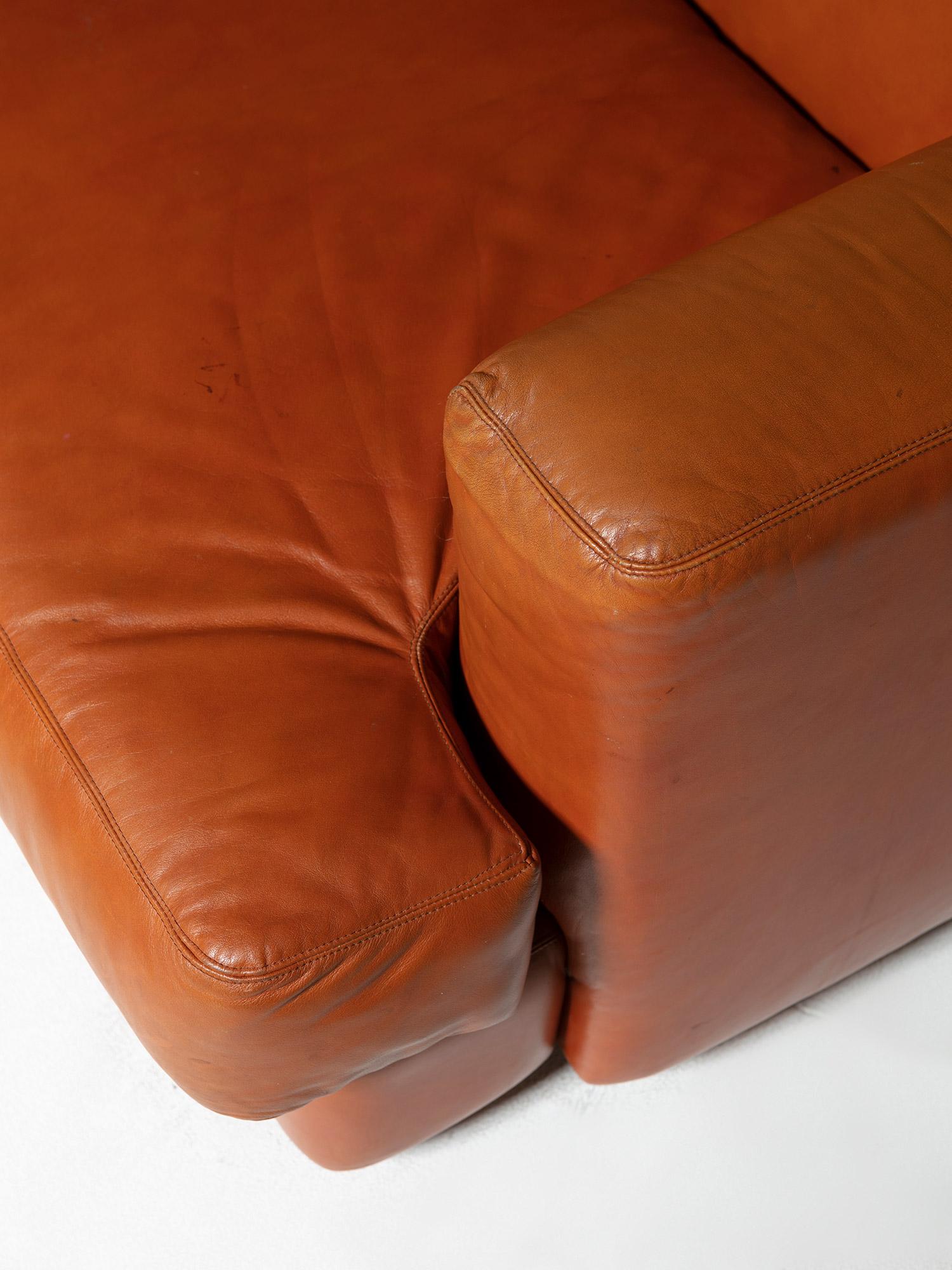 Cuir Settee en cuirgnal « Nuovasquare » de Marco Zanuso pour Arflex, Italie, 1970 en vente