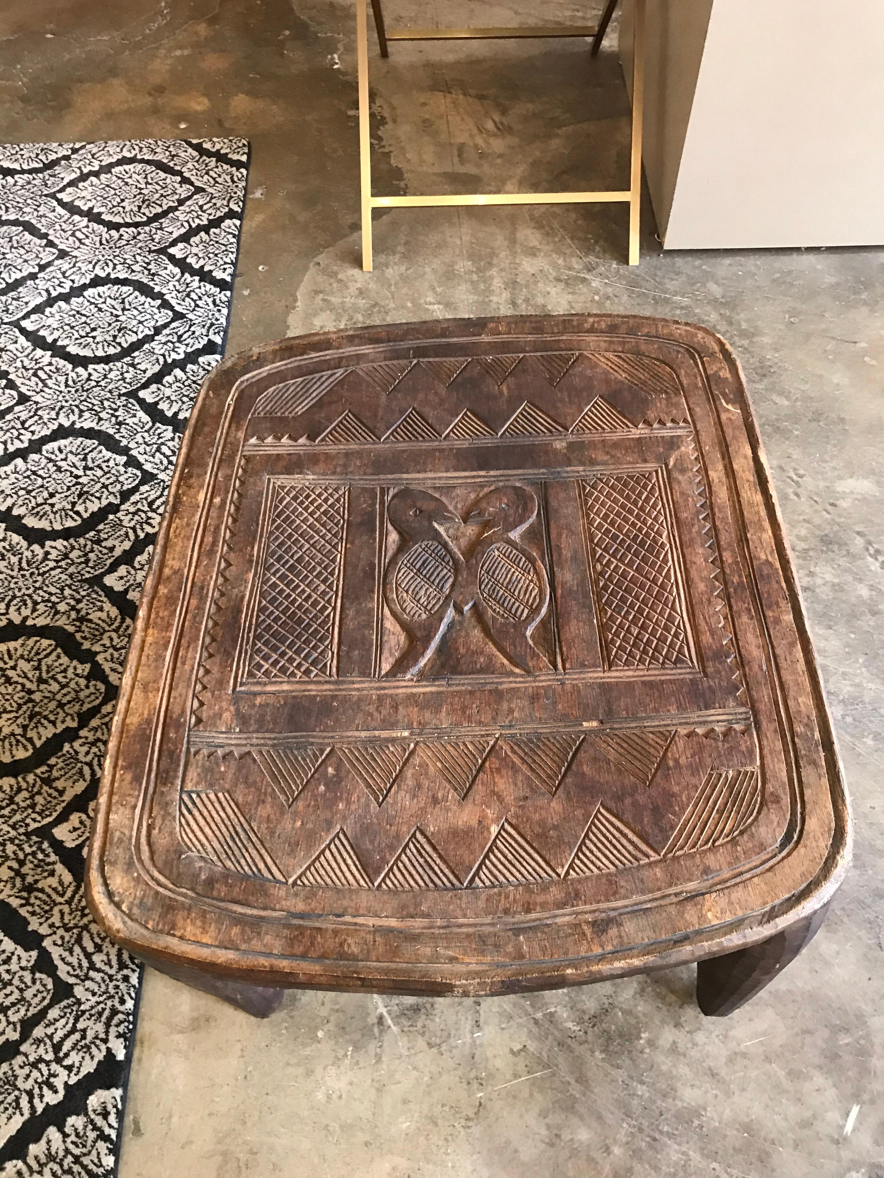 Nigerian Nupe African Wooden Carved Bench