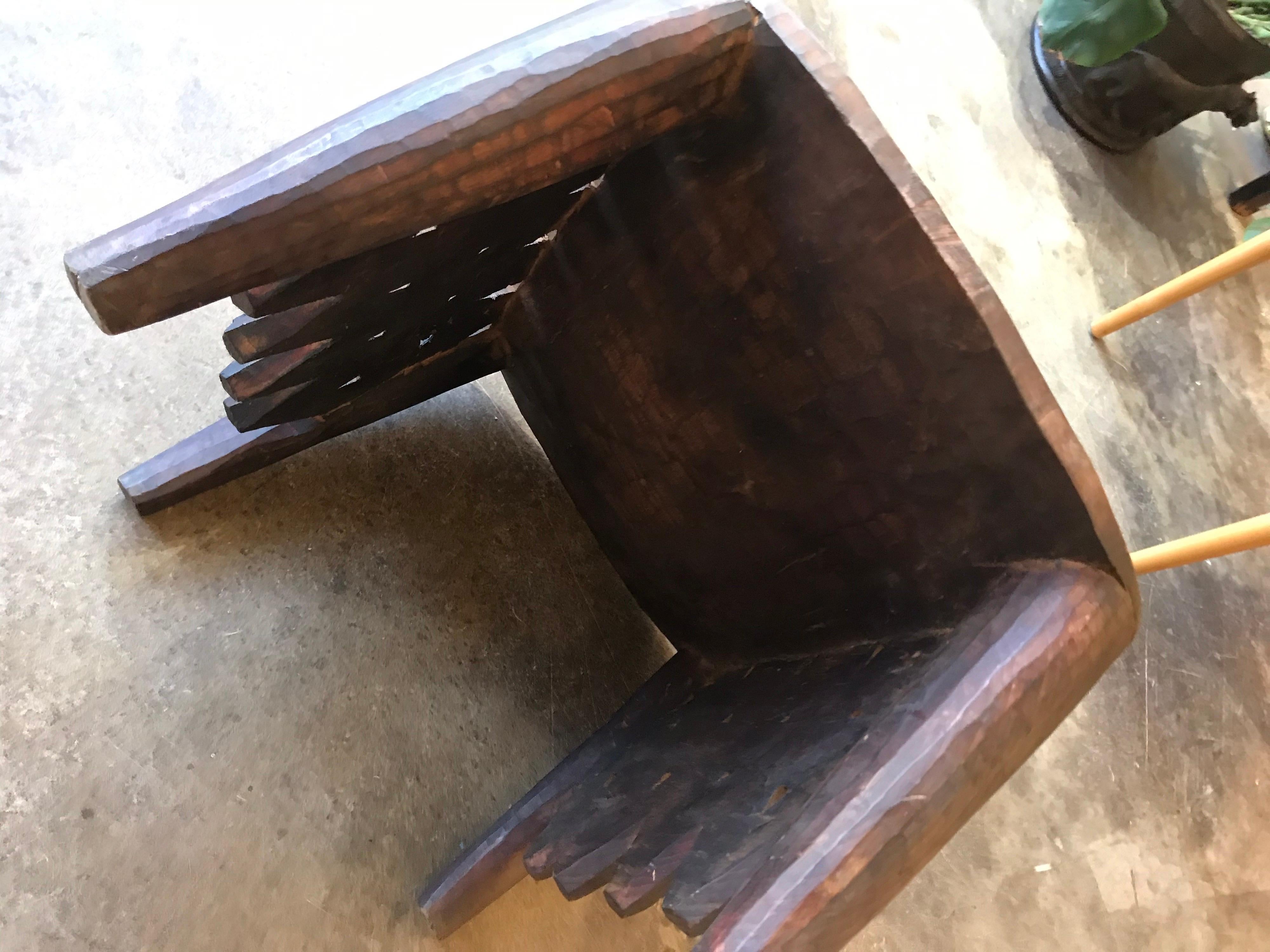 Late 20th Century Nupe African Wooden Carved Bench