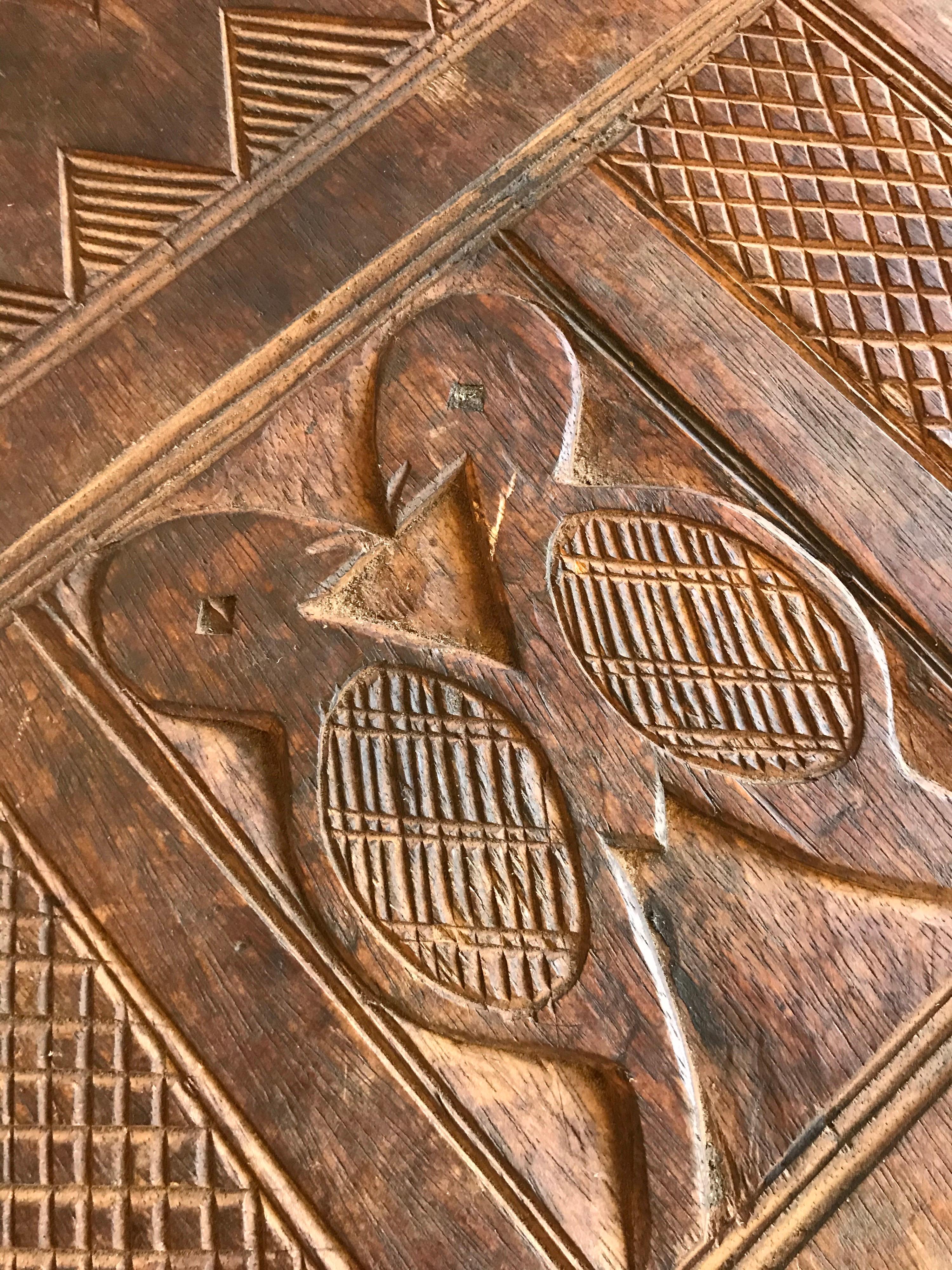 Nupe African Wooden Carved Bench 1