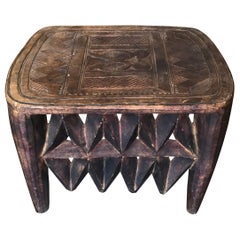 Nupe African Wooden Carved Bench