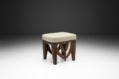 Nupe Stool With Upholstered Cushion, Nigeria Mid-20th Century