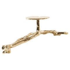 Nuphar Handcrafted Tall Candle Holder in Polished Brass