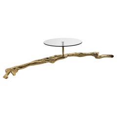 Nuphar I – Sculptural Cake Stand in Polished Brass with Natural Elegance