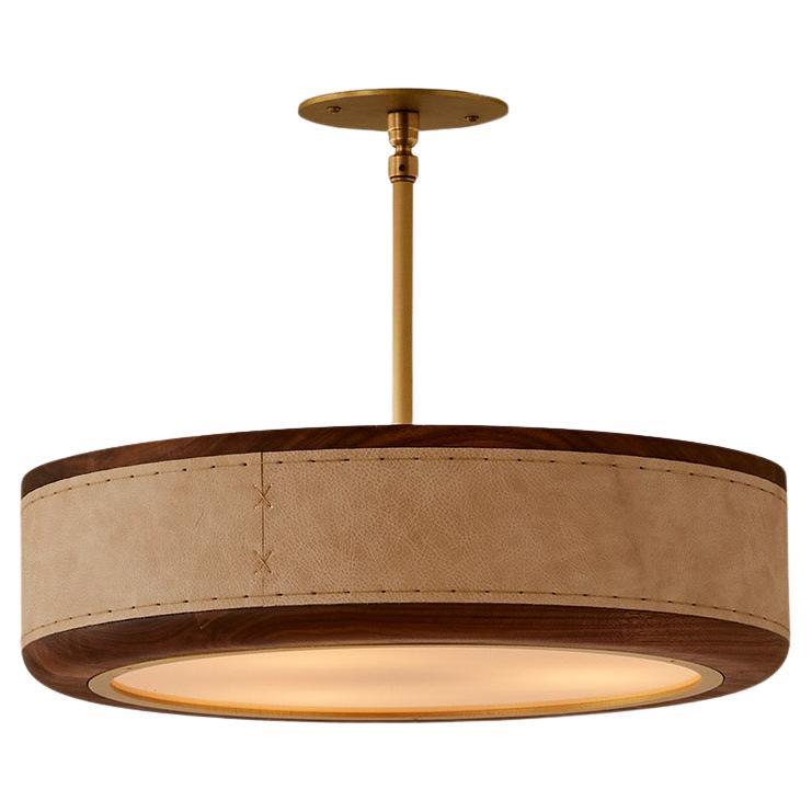 Nura Ceiling Fixture - 18" - Au Lait Leather For Sale