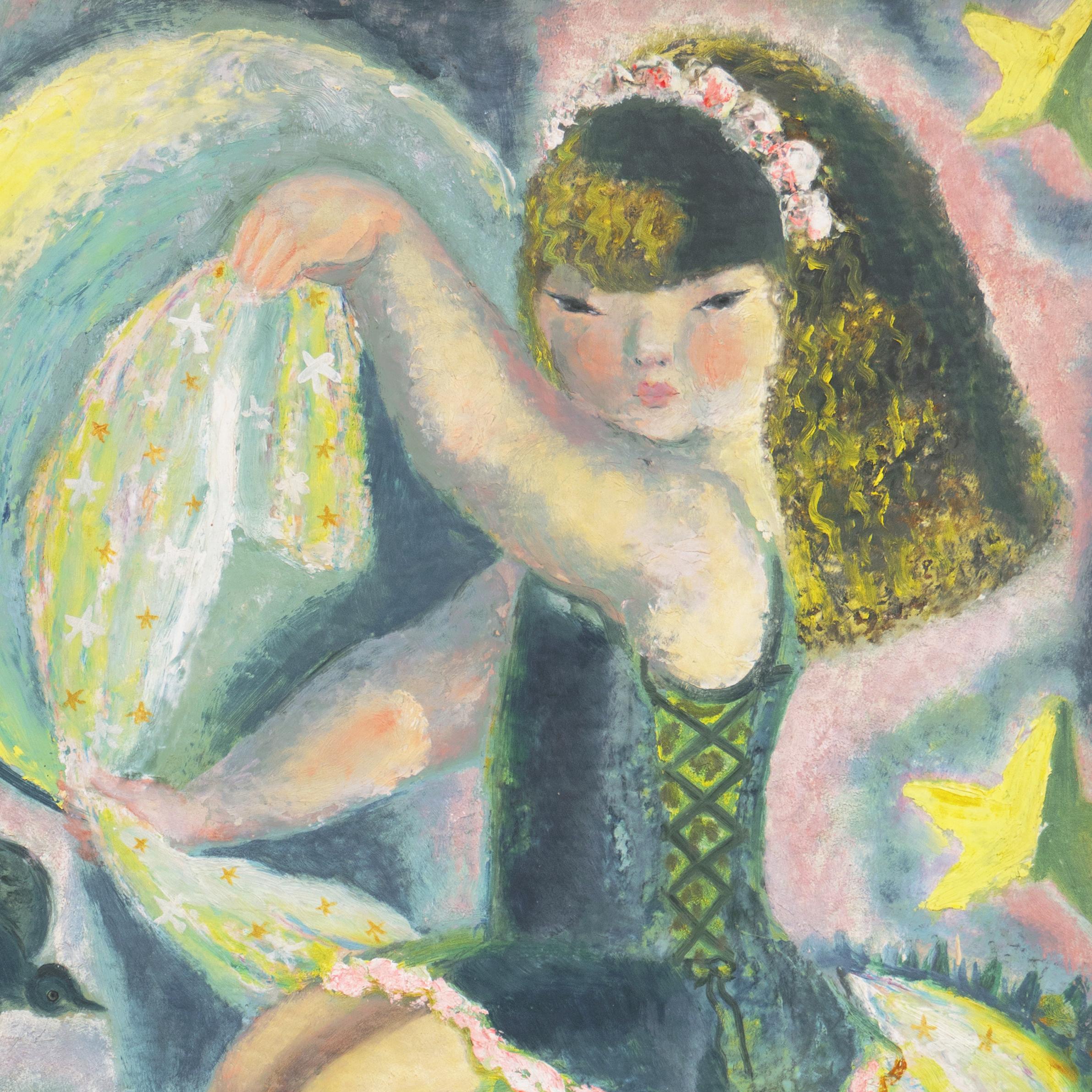 'Starlight Blanket', Paris, Salon d'Automne, New York, ASL, Corcoran, PAFA - Beige Figurative Painting by Nura Ulreich
