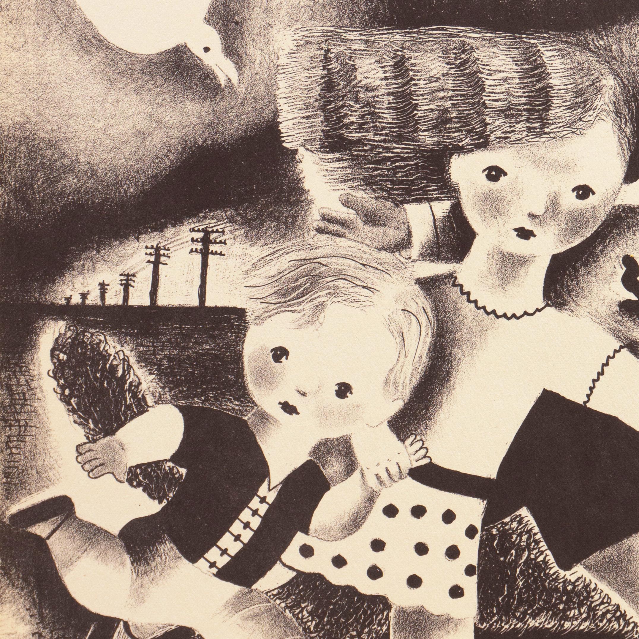 'Bert, Bob and Betsy',  Paris, Salon d'Automne, New York, ASL, Corcoran, PAFA - Art Deco Print by Nura Ulreich