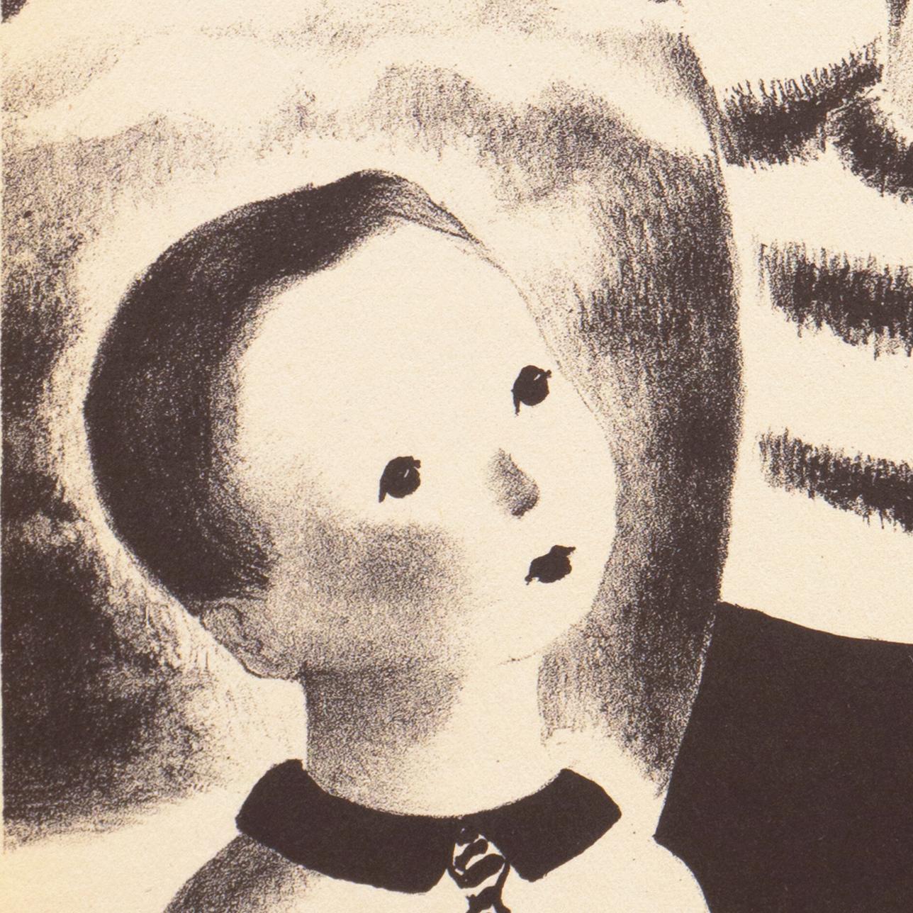 'David, Walter & Blake', Woman Artist, Art Deco, Children, Walker Art Center - Beige Figurative Print by Nura Ulreich
