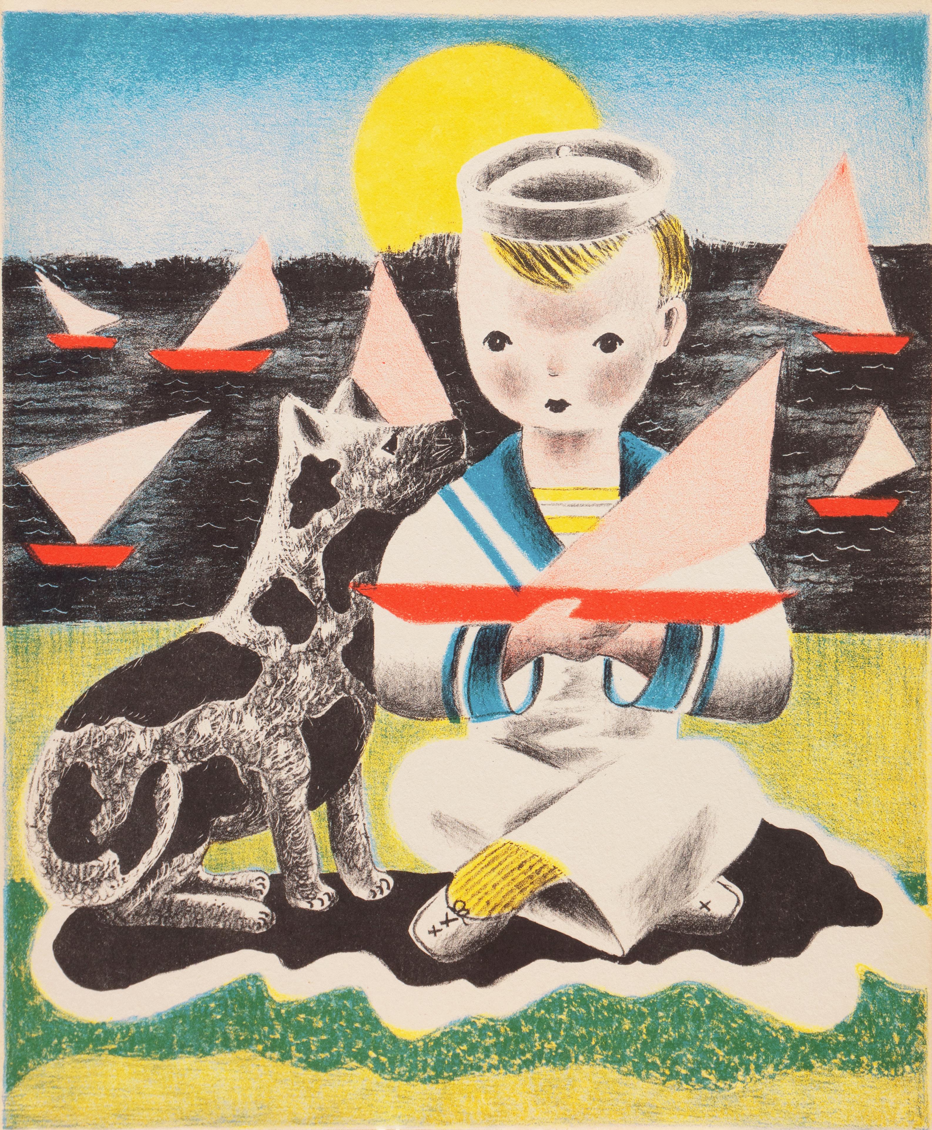 'Edward', Artista donna, PAFA, Art Students League, Smithsonian, Art Deco Figurale - Print di Nura Ulreich