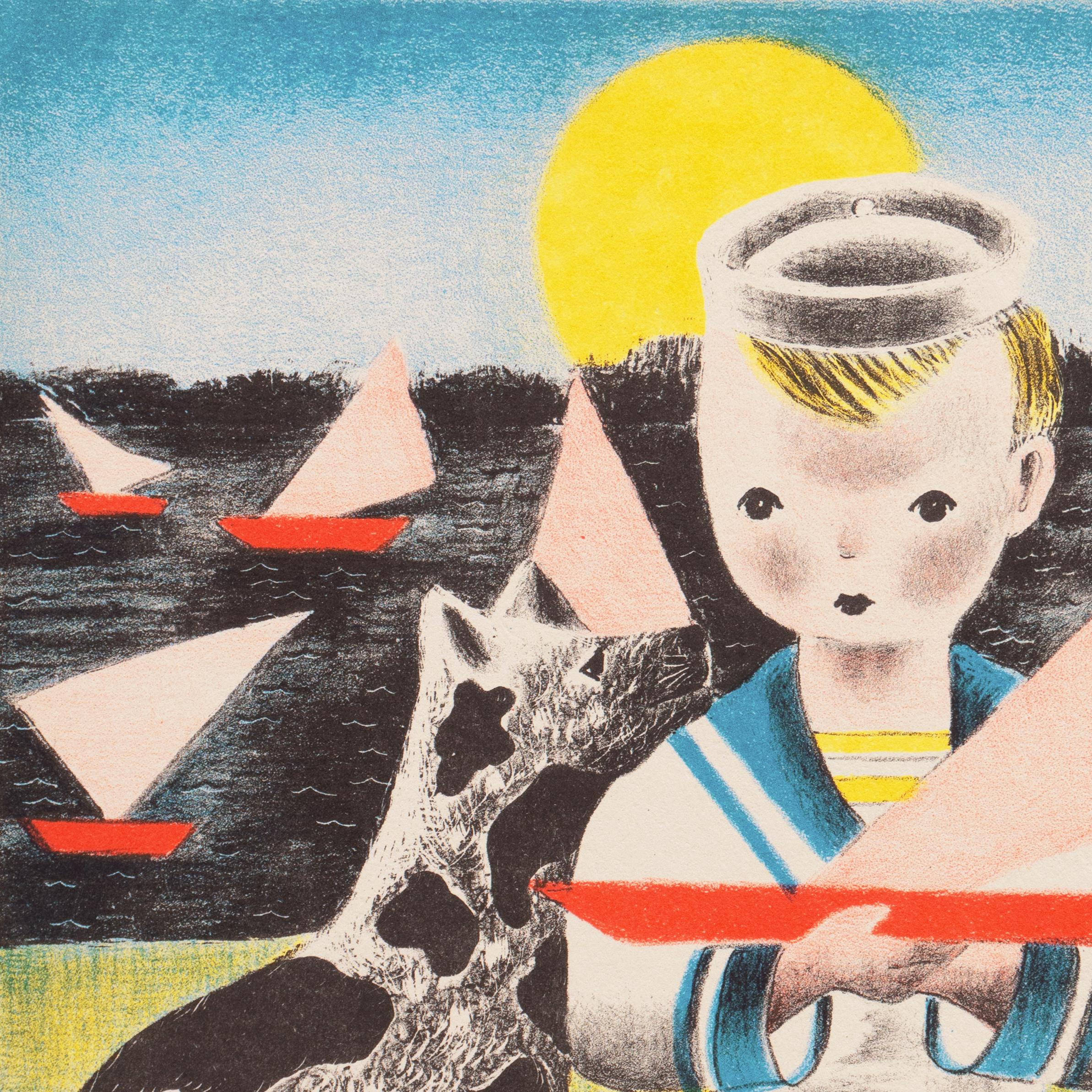'Edward', Artista donna, PAFA, Art Students League, Smithsonian, Art Deco Figurale - Print Surrealismo di Nura Ulreich