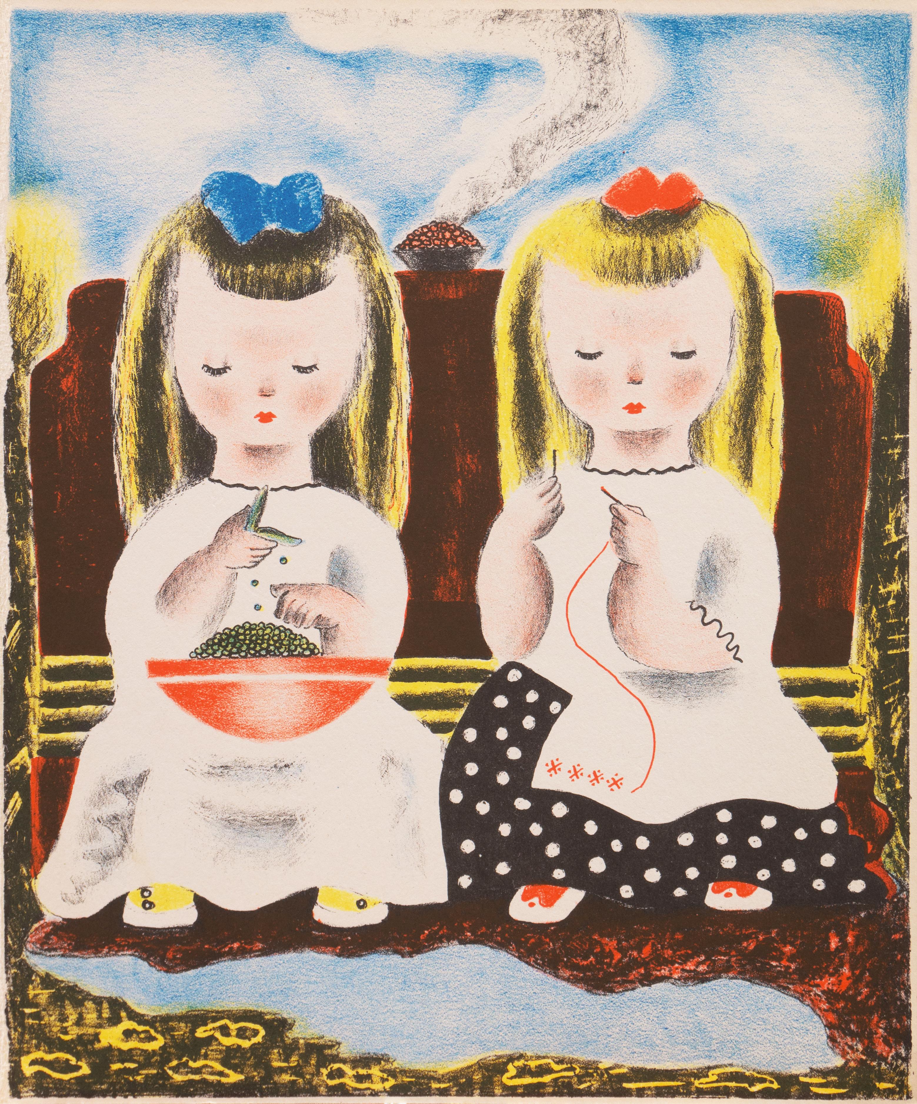 'Judy & Jessica', Art Deco Lithograph, Woman Artist, Salon d'Automne, Paris, AIC - Print by Nura Ulreich
