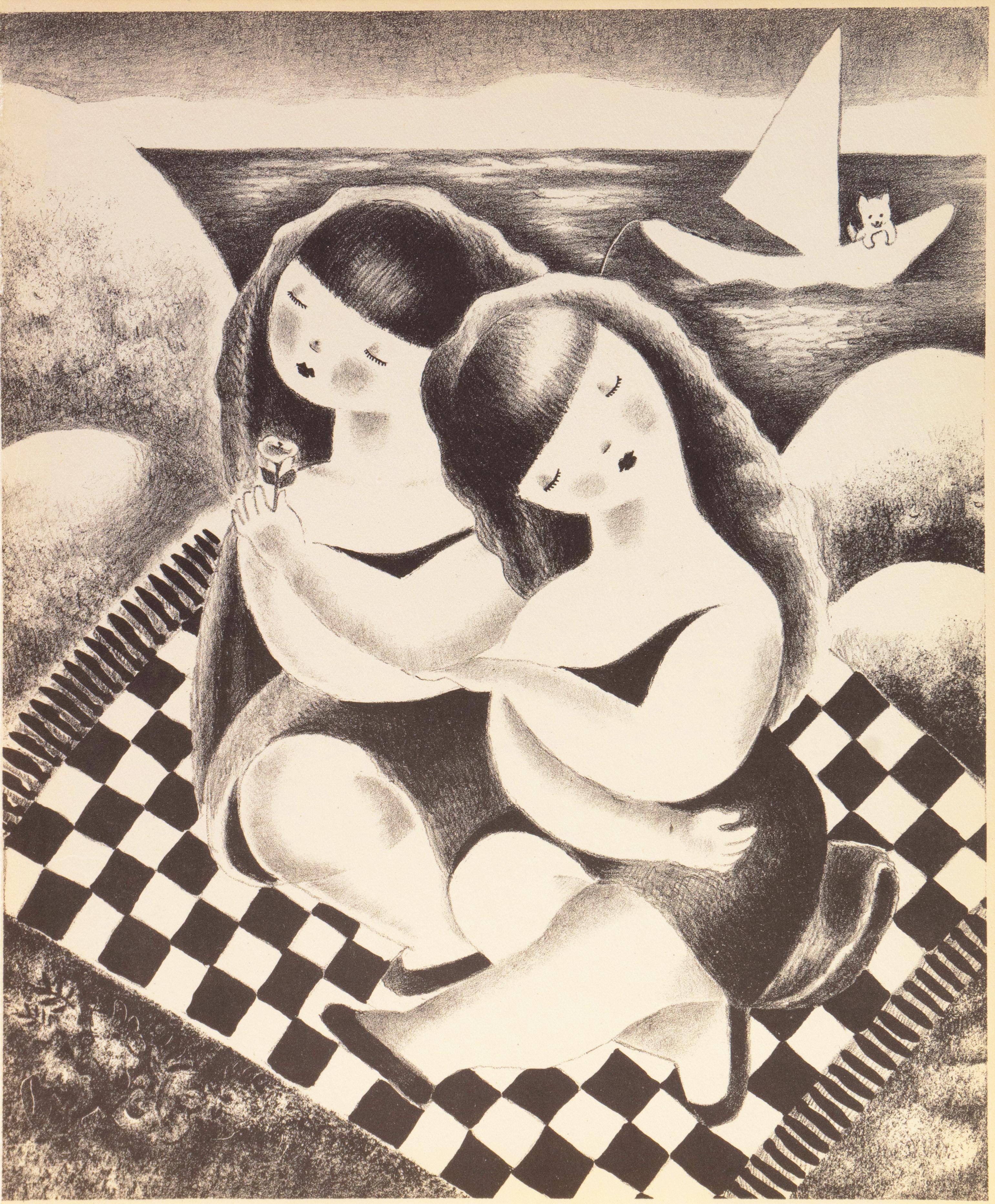 'Mimi e Bemi', Art Student's League, Salon d'Automne, Parigi, Art Deco, Surreale - Print di Nura Ulreich