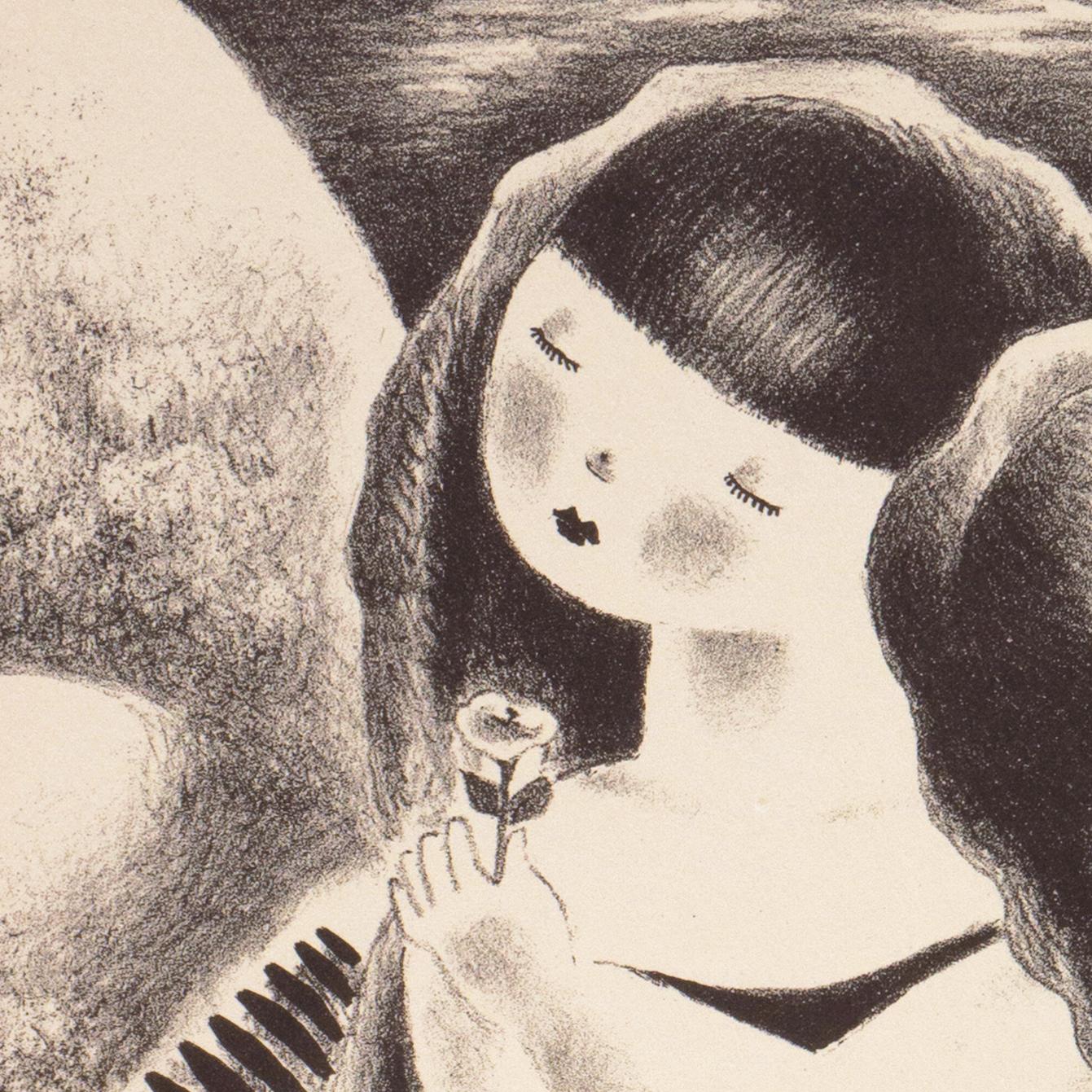 'Mimi e Bemi', Art Student's League, Salon d'Automne, Parigi, Art Deco, Surreale - Figurative Print Beige di Nura Ulreich
