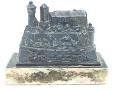 Nuremberg Castle 1930s Souvenir Building Metal and Marble Base Paperweight