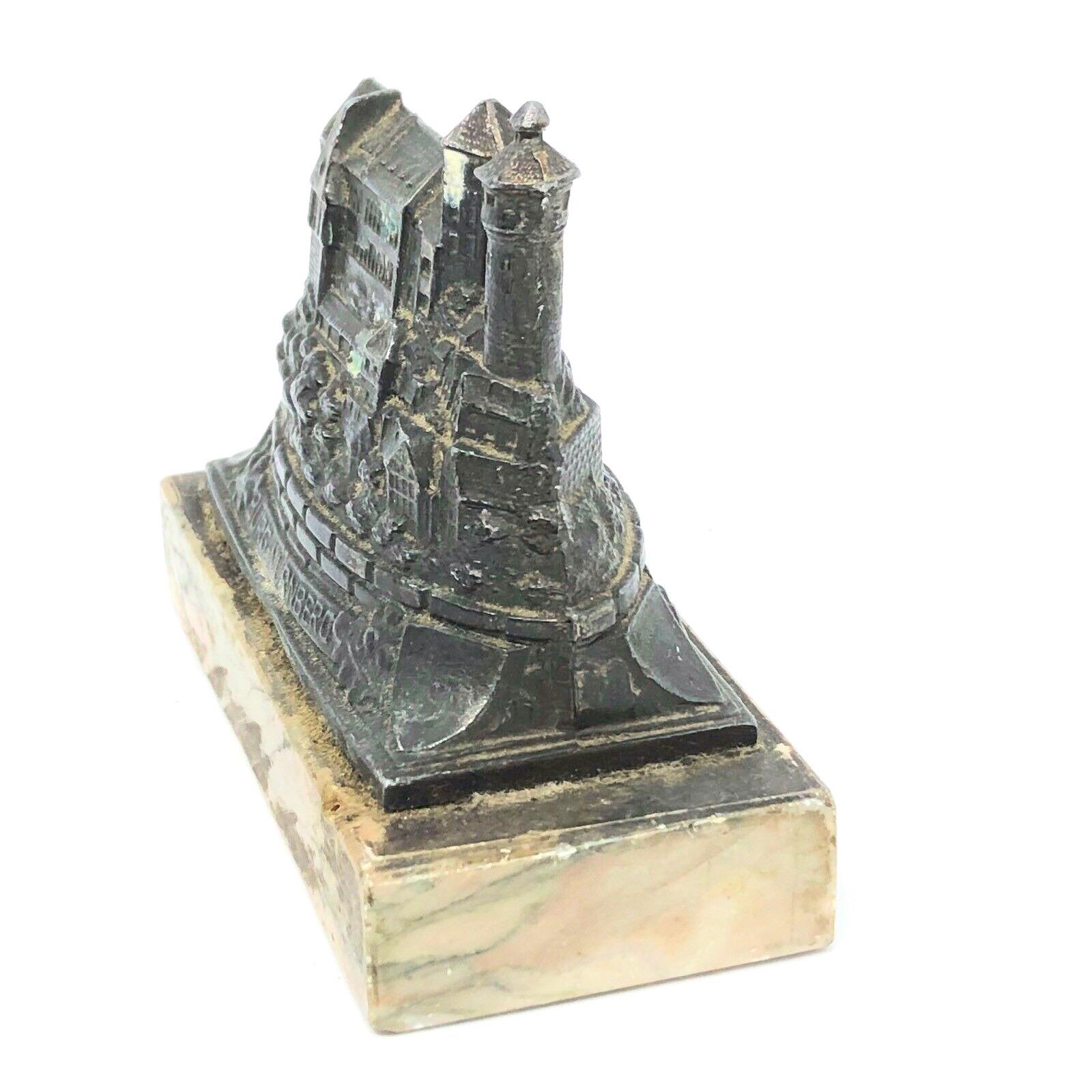 Nuremberg Castle 1930s Souvenir Building Metal and Marble Base Paperweight In Good Condition In Nuernberg, DE
