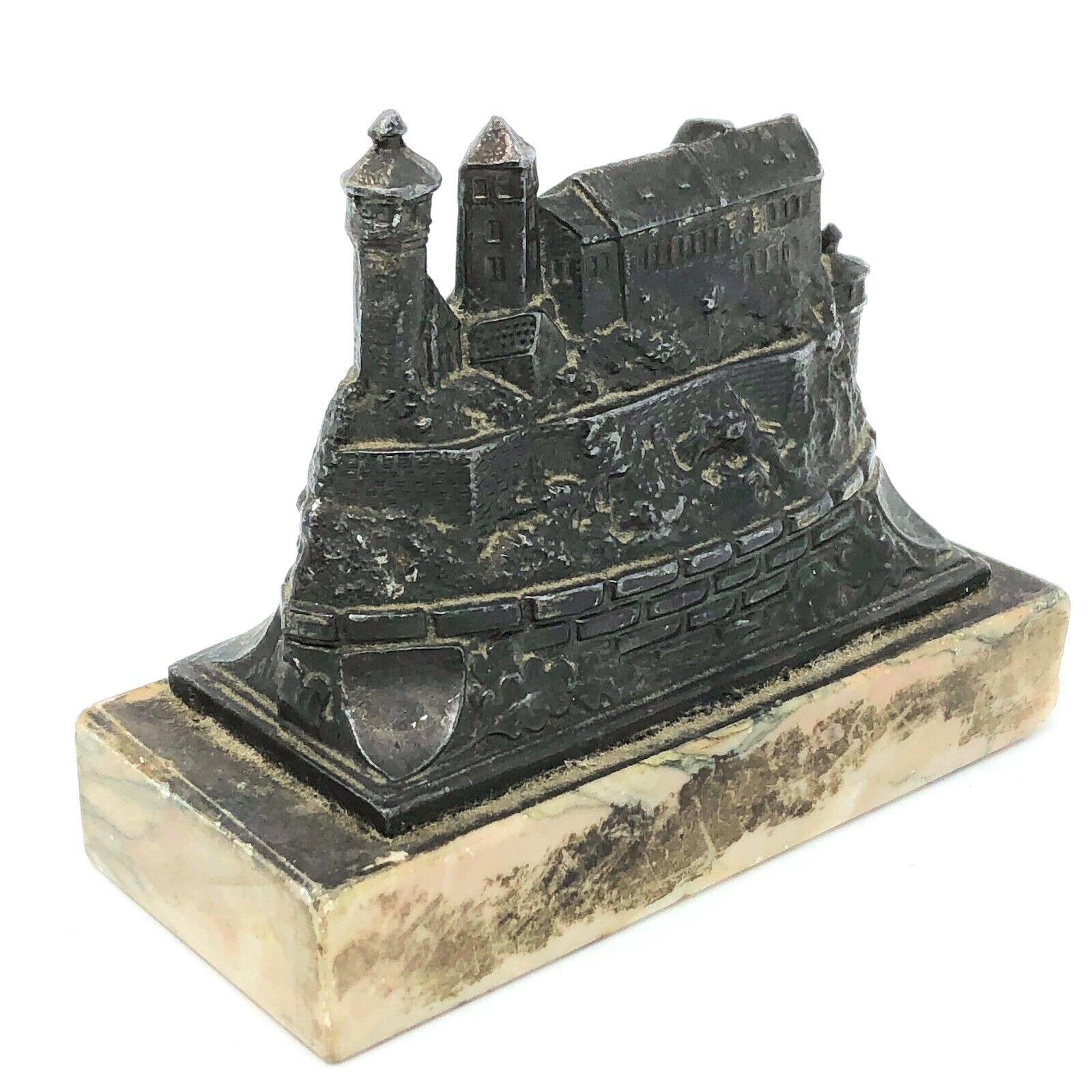 Mid-20th Century Nuremberg Castle 1930s Souvenir Building Metal and Marble Base Paperweight