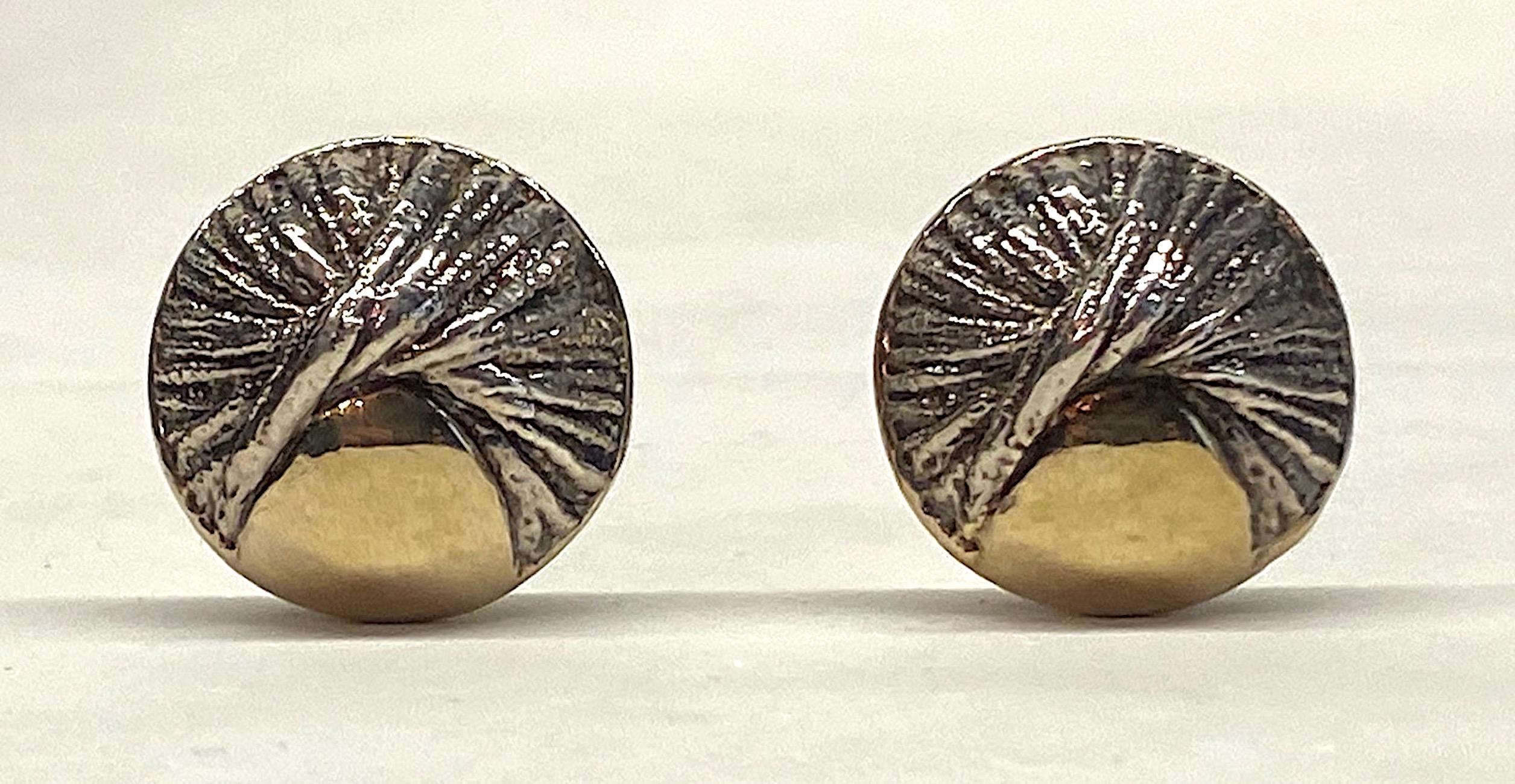 Nurit & Shoshana Abstract Sterling Modernist Button Earrings In Good Condition In New York, NY