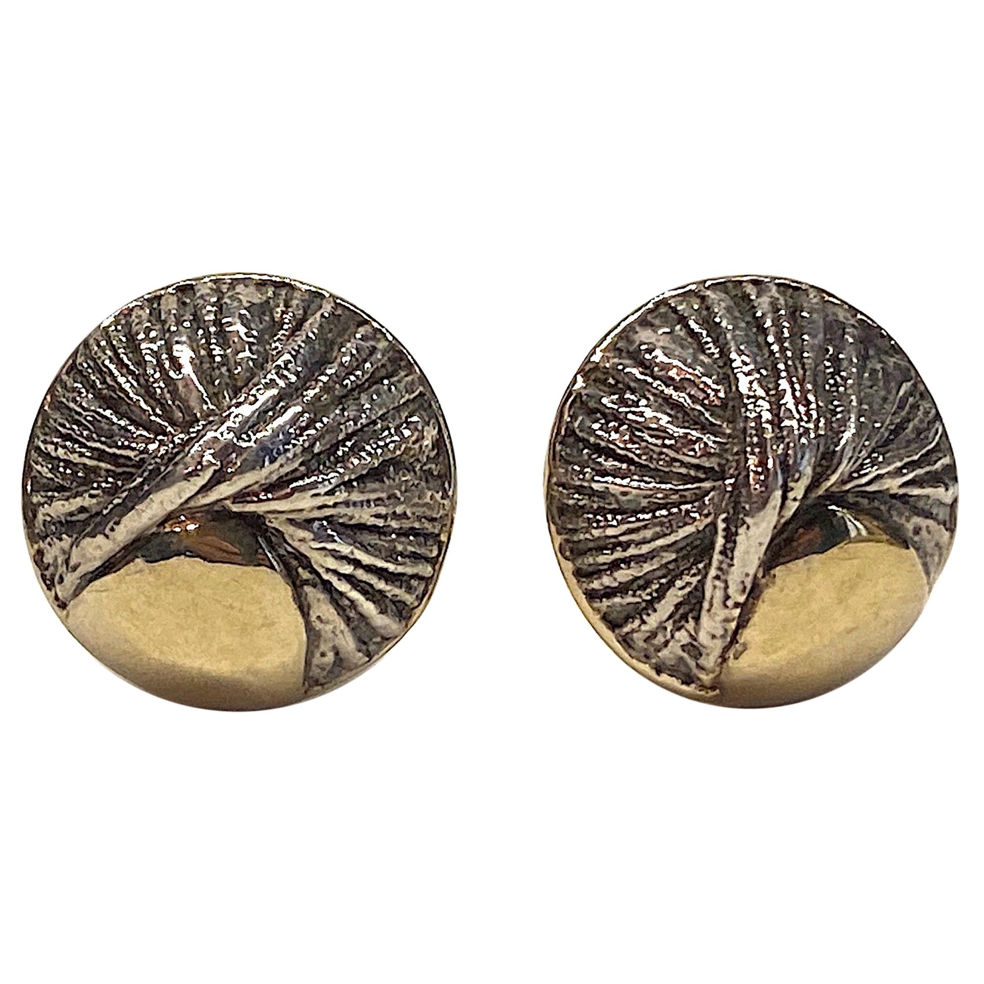 Nurit & Shoshana Abstract Sterling Modernist Button Earrings