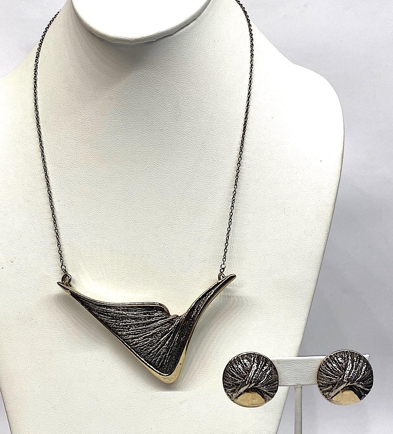 Nurit & Shoshana, broche/ collier pendentif de style moderniste abstrait 5