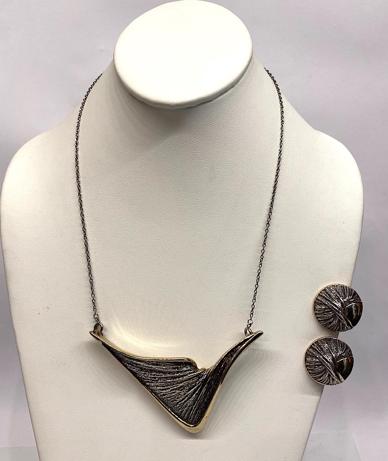 Nurit & Shoshana, broche/ collier pendentif de style moderniste abstrait 4