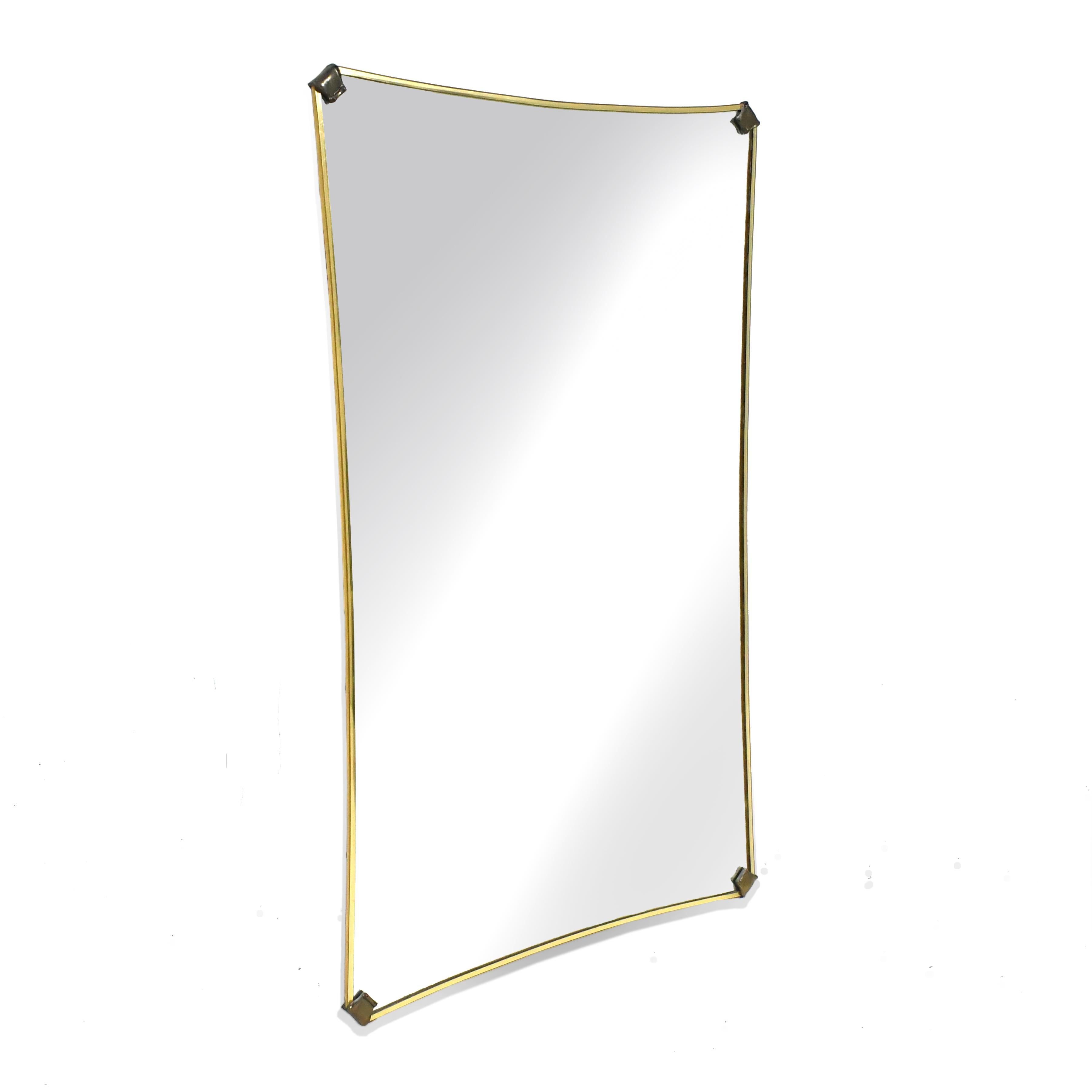 Hollywood Regency Nurre Brass Framed Wall Mirror