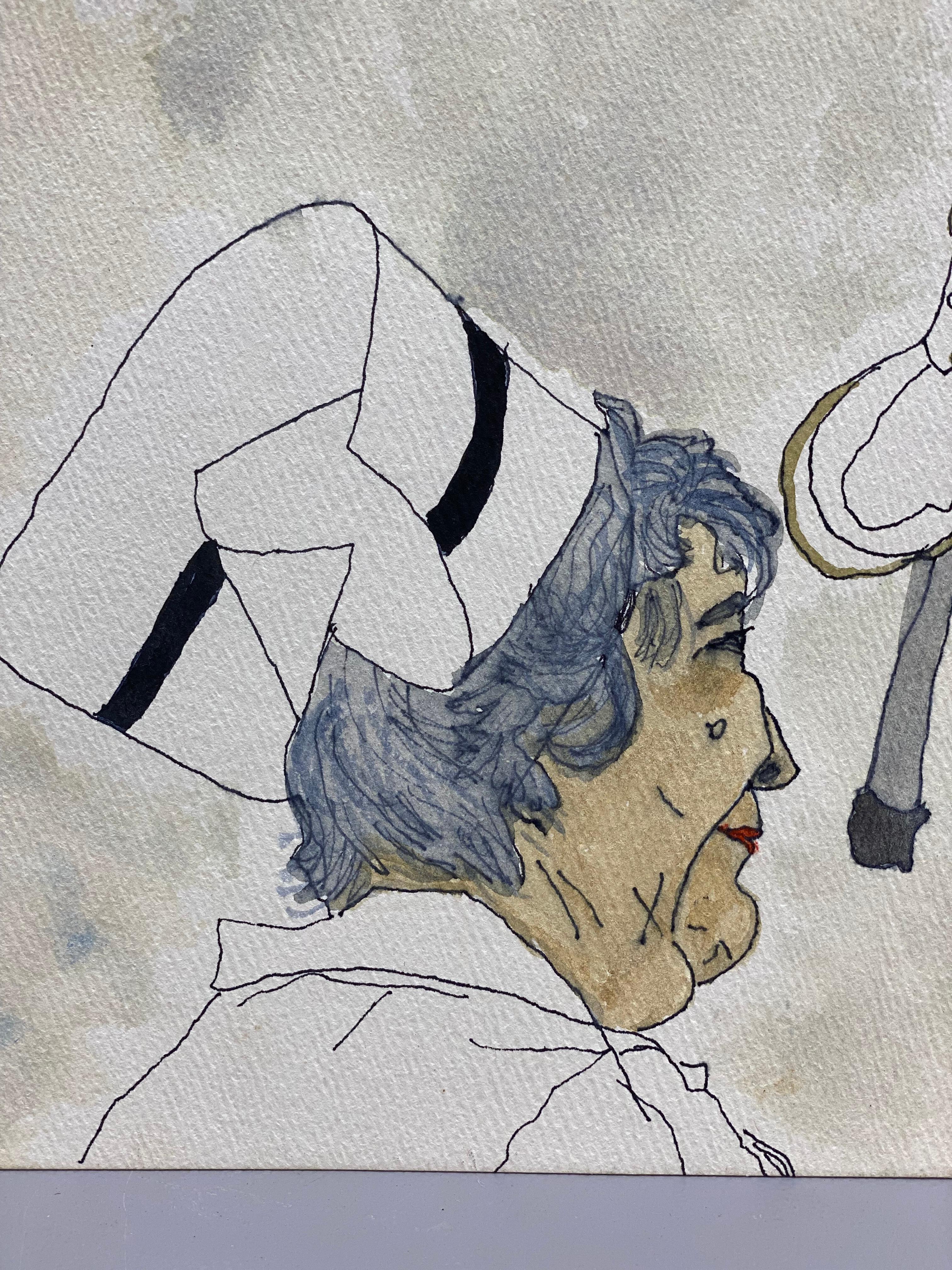 Infirmière Marion Aquarelle à perspectives multiples de Floss Romm Dworkin, 1980 en vente 2