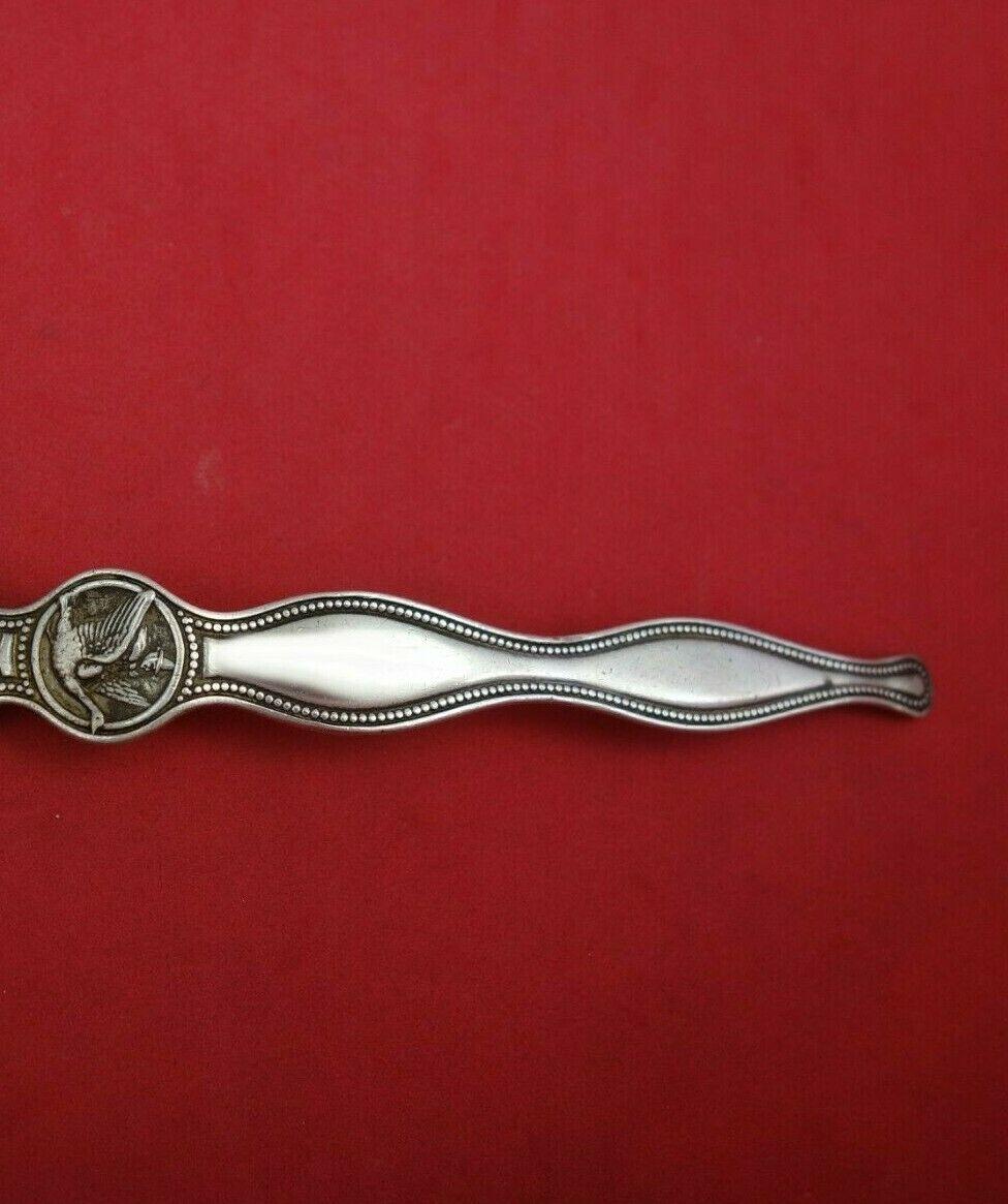 Kinderlöffel aus Sterlingsilber mit Gänsemutter auf dem Griff, 6 1/4