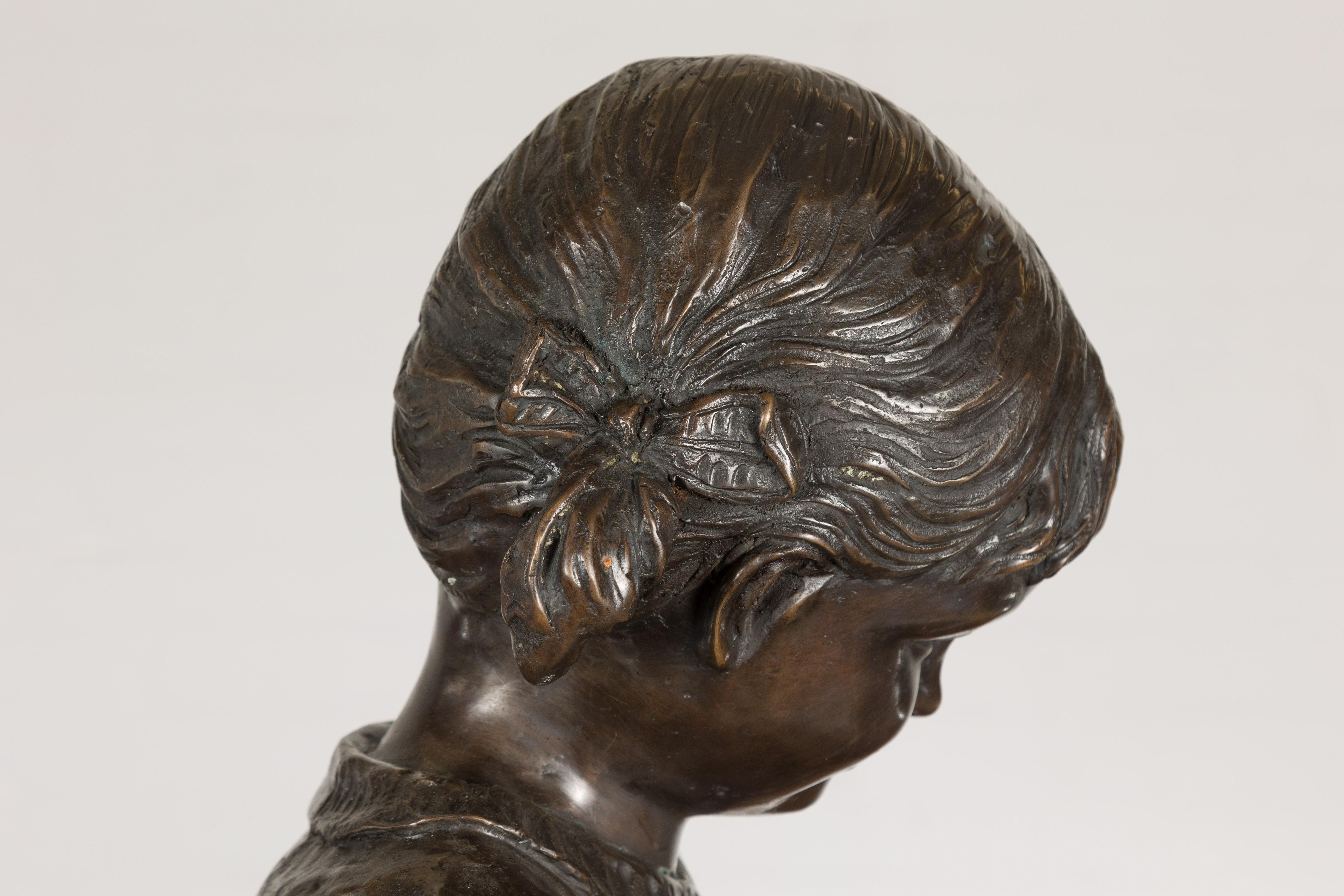 Bronze Sculpture of a Child Reading a Book  For Sale 8