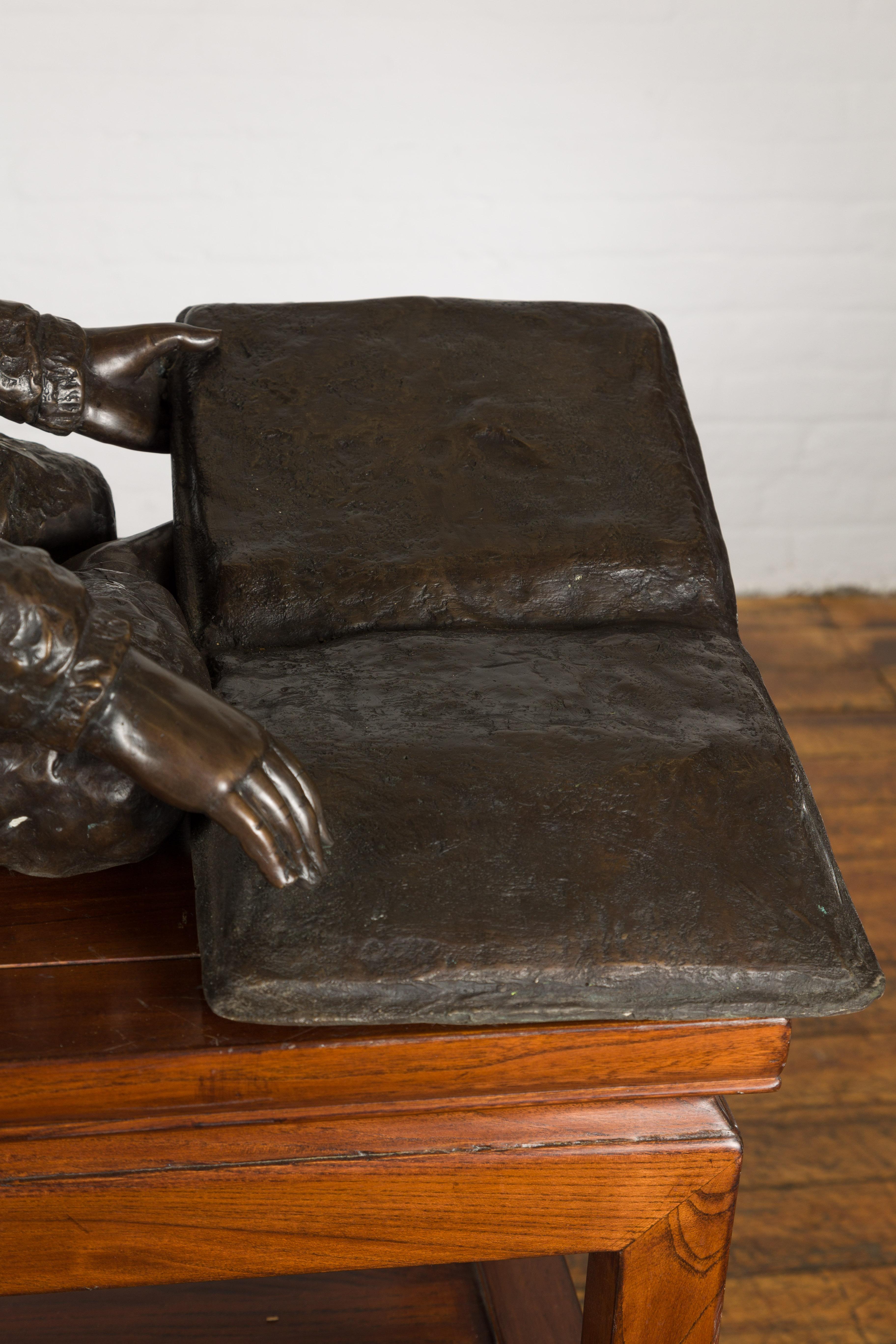Bronze Sculpture of a Child Reading a Book  For Sale 9