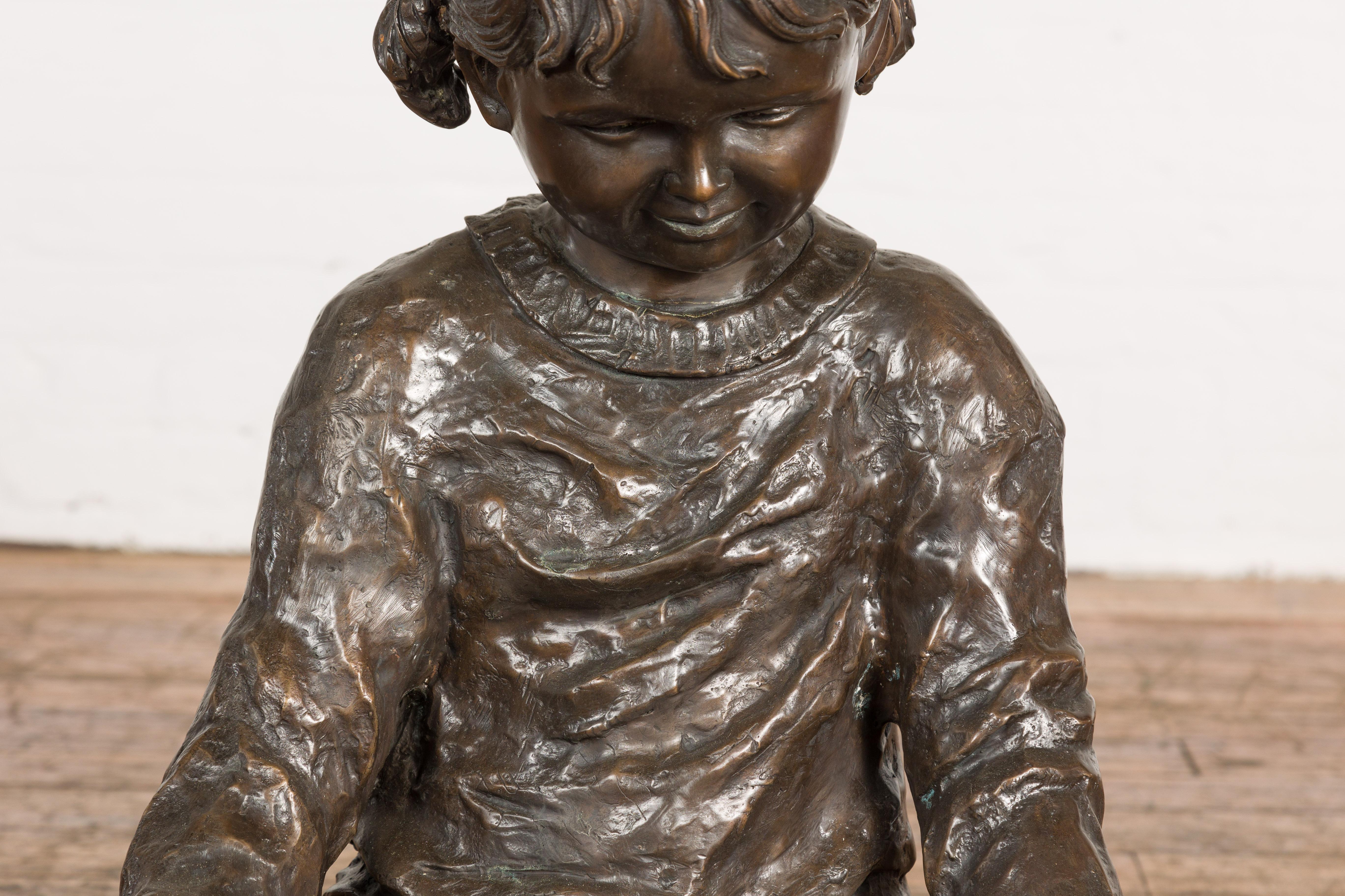 Contemporary Bronze Sculpture of a Child Reading a Book  For Sale