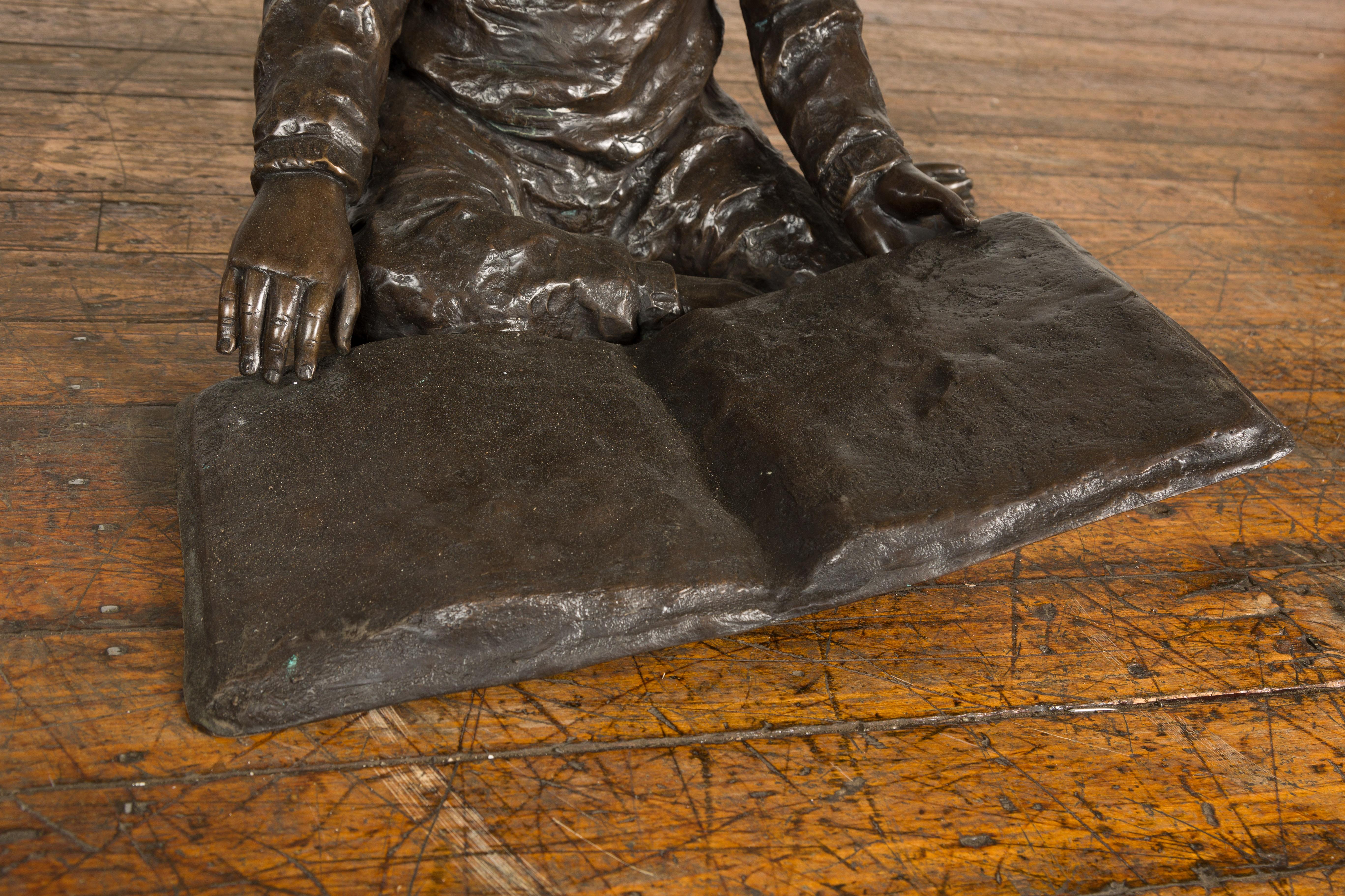 Bronze Sculpture of a Child Reading a Book  For Sale 2
