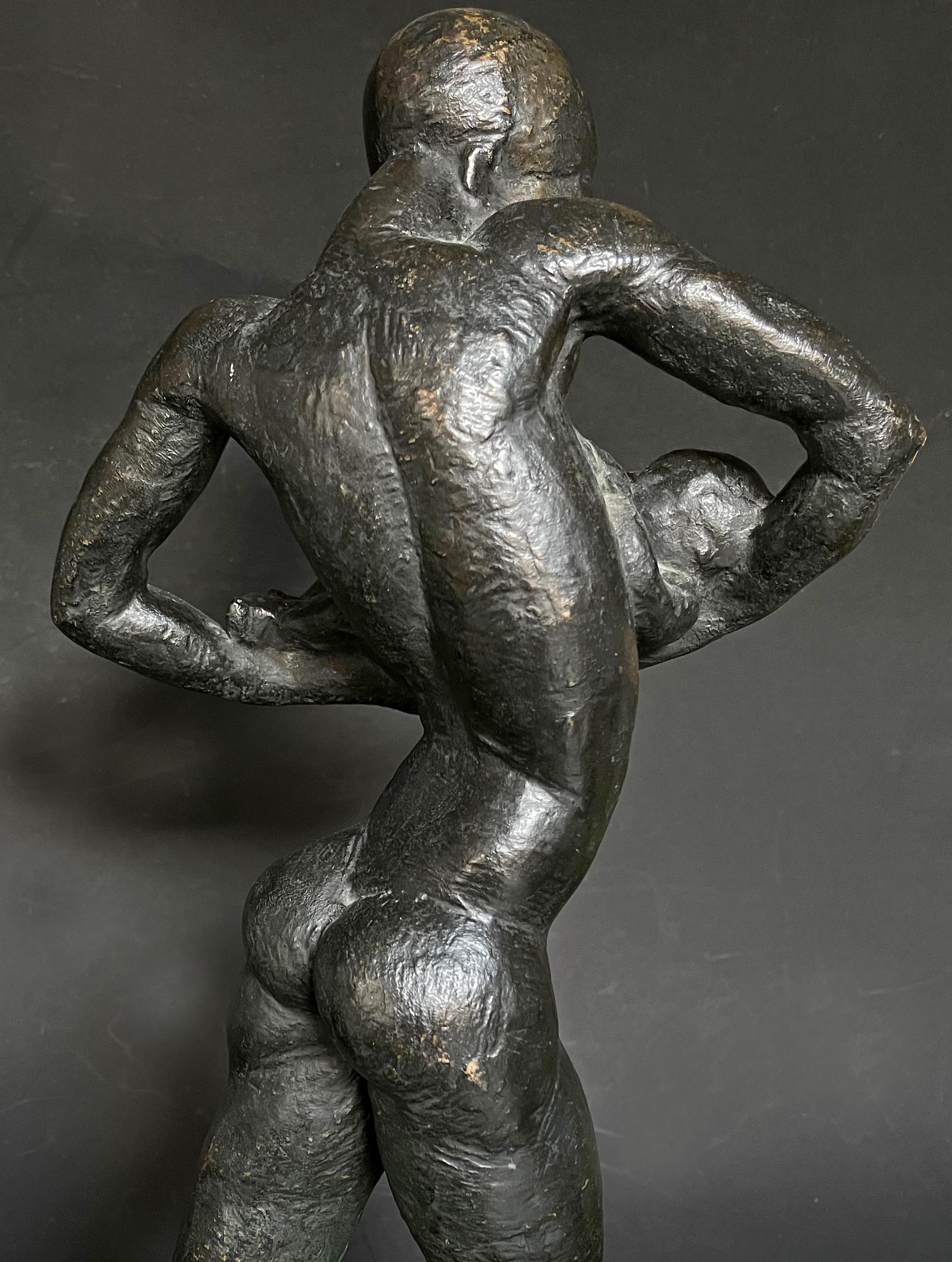 Moulage « Naissante mère en Afrique, rare sculpture en bronze cubiste Art déco, Prob. Belgique en vente