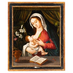 Nursing Virgin Mary. Oil on panel. Hispano-Flemish School, 16th century.