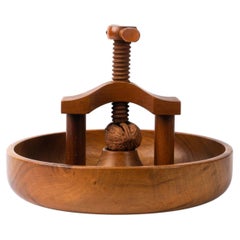Nutcracker with bowl made from nutwood around 1950s