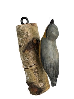 Nuthatch Viechtauer Hand Carved Wood Bird, Black Forest Folk Art, Austria